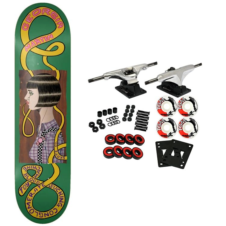 PRODUCT DETAILS Toy Machine Martin Profile スケートボード コンプリート 8.38インチ x 31.75インチ【商品仕様】・ 種別：スケートボード コンプリート（要組み立て）・ デッキ幅：8.38インチ（約21.28cm）・ デッキ長さ：31.75インチ（約80.65cm）・ ホイールベース：14.13インチ（約35.89cm）・ 素材：7層北米産メイプル・ トラック：Core製アルミトラック（スチール製キングピン・アクスル採用）・ ウィール：52mm 99A・ ベアリング：Amp ABEC 5（合成オイル仕様、ラバーシールド付）【特徴】・ 耐久性に優れた7層の北米産メイプル材を使用したスケートボードデッキです。・ 初心者からプロまで、あらゆるスキルレベルの方に適したスタンダードな構成となっています。・ ストリート走行やパークでの使用に適した52mmのウィールと、軽量で強度の高いCore製トラックを組み合わせています。・ デッキの木目部分（ステインカラー）はアソート仕様のため、1点ごとにカラーが異なります。・ パーツの状態でお届けするため、お客様ご自身で組み立てを行う仕様の商品です。【ご注意】・ 海外並行輸入品のため、付属の説明書がある場合は英語表記となります。 ■ 商品について 海外輸入品（説明書は英語表記の場合あり） ■ ご注意 ・掲載画像は実物に近い色味になるよう調整しておりますが、ご利用の環境により差異が生じる場合があります。・複数店舗で在庫を共有しているため、ご注文後に在庫切れとなる場合がございます。 ■ 納期について お届けの目安を必ずご確認ください。 海外正規ルート仕入れ品 海外ブランド ▼ 海外正規ブランド店 正規代理店 ▼ 当 店 ※本商品は並行輸入品です 製造元は正規品と同一のブランド・メーカーです。当店では海外正規ルートより仕入れた商品を取り扱っております。流通ルートが異なるのみで、商品自体に違いはございません。 ── 当店の商品について ── 正規品のみ取り扱い 海外正規店・正規代理店から商品を直接仕入れ、国内に輸入して販売しております。 日本未入荷・海外限定モデルも多数 日本未入荷・海外限定モデルも多数取り扱っております。サイズ・カラー違いや海外限定で販売された製品など、日本では手に入りにくいアイテムをお届けいたします。 お求めやすい価格の理由 海外市場での価格差や流通ルートの違いにより、国内販売価格よりお求めやすくなっております。品質はそのままに、よりお手頃な価格でお届けいたします。 安心保証 ご使用前に万が一、製品に不具合がございました場合は、交換または商品代金のご返金にて対応させていただきます。商品到着後5日以内にご連絡ください。 ご注意 海外からの輸入品となります。海外輸送のため、外箱に軽微なスレ等がある場合がございますが、商品本体には影響ございません。 ※在庫状況は仕入先の在庫情報をもとに出来る限り正確に表示しておりますが、取寄せ商品のため、タイミングによりご注文後に欠品・キャンセルとなる場合がございます。 お探しの商品がございましたら、お気軽にご相談ください。