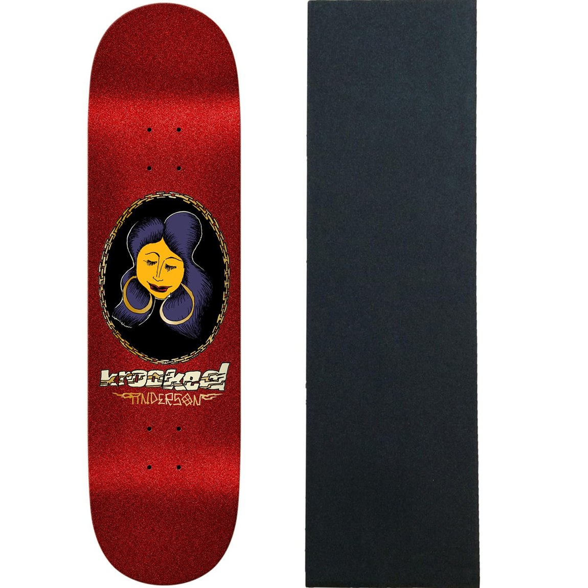 PRODUCT DETAILS Krooked Manderson Chain Frame DBX スケートボード デッキ 8.38インチ グリップテープ付【商品仕様】・ ブランド：Krooked・ モデル：Manderson Chain Frame DBX・ 種別：スケートボード デッキ・ デッキ幅：8.38インチ（約21.28cm）・ デッキ長：32.25インチ（約81.91cm）・ ホイールベース：14.5インチ（約36.83cm）・ 素材：DBX Basalt Construction（玄武岩繊維・木材）・ 付属品：グリップテープ（Black Diamond Griptape）【特徴】・ Deluxe Basalt Construction（DBX）を採用し、軽量化と強度を両立した構造。・ 3層の玄武岩繊維（バサルト）と6枚のウッドを組み合わせた多層レイヤー構造。・ デッキのレスポンス、フィーリング、ポップ（弾き）の維持を重視した設計。・ 精度を保つため、個別の金型を使用して精密にプレスされています。・ ストリートやパークライディングなど、本格的なスケートボーディングに適しています。【ご注意】・ 海外並行輸入品のため、付属の説明書がある場合は英語表記となります。 ■ 商品について 海外輸入品（説明書は英語表記の場合あり） ■ ご注意 ・掲載画像は実物に近い色味になるよう調整しておりますが、ご利用の環境により差異が生じる場合があります。・複数店舗で在庫を共有しているため、ご注文後に在庫切れとなる場合がございます。 ■ 納期について お届けの目安を必ずご確認ください。 海外正規ルート仕入れ品 海外ブランド ▼ 海外正規ブランド店 正規代理店 ▼ 当 店 ※本商品は並行輸入品です 製造元は正規品と同一のブランド・メーカーです。当店では海外正規ルートより仕入れた商品を取り扱っております。流通ルートが異なるのみで、商品自体に違いはございません。 ── 当店の商品について ── 正規品のみ取り扱い 海外正規店・正規代理店から商品を直接仕入れ、国内に輸入して販売しております。 日本未入荷・海外限定モデルも多数 日本未入荷・海外限定モデルも多数取り扱っております。サイズ・カラー違いや海外限定で販売された製品など、日本では手に入りにくいアイテムをお届けいたします。 お求めやすい価格の理由 海外市場での価格差や流通ルートの違いにより、国内販売価格よりお求めやすくなっております。品質はそのままに、よりお手頃な価格でお届けいたします。 安心保証 ご使用前に万が一、製品に不具合がございました場合は、交換または商品代金のご返金にて対応させていただきます。商品到着後5日以内にご連絡ください。 ご注意 海外からの輸入品となります。海外輸送のため、外箱に軽微なスレ等がある場合がございますが、商品本体には影響ございません。 ※在庫状況は仕入先の在庫情報をもとに出来る限り正確に表示しておりますが、取寄せ商品のため、タイミングによりご注文後に欠品・キャンセルとなる場合がございます。 お探しの商品がございましたら、お気軽にご相談ください。