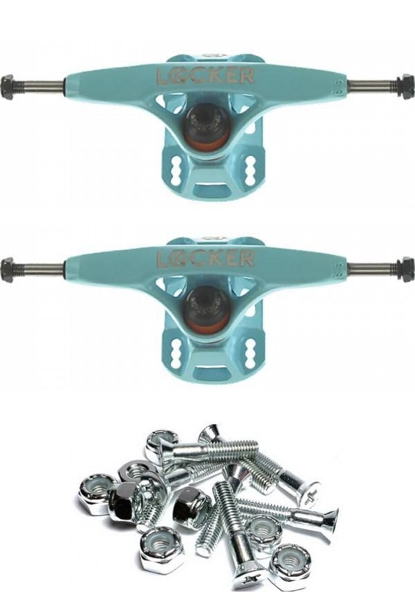 PRODUCT DETAILS Grind King Locker Light Blue スケートボード トラック 6.37インチハンガー 9.25インチアクスル ハードウェア付属 2個セット【商品仕様】・ 種別：スケートボード用トラック・ ブランド：Grind King・ モデル：Locker・ ハンガー幅：6.37インチ (約16.2cm)・ アクスル幅：9.25インチ (約23.5cm)・ カラー：ライトブルー・ 付属品：1インチ クローム ハードウェア・ 内容量：トラック2個、ハードウェア一式【特徴】・ Grind KingのLockerシリーズのトラック2個セットです。・ アクスル幅9.25インチのワイド仕様で、幅の広いデッキに適したサイズです。・ 1インチのハードウェアが付属しており、取り付けに必要なパーツが揃っています。・ 特徴的なライトブルーのカラーリングが施されています。【ご注意】・ 海外並行輸入品のため、付属の説明書がある場合は英語表記となります。 ■ 商品について 海外輸入品（説明書は英語表記の場合あり） ■ ご注意 ・掲載画像は実物に近い色味になるよう調整しておりますが、ご利用の環境により差異が生じる場合があります。・複数店舗で在庫を共有しているため、ご注文後に在庫切れとなる場合がございます。 ■ 納期について お届けの目安を必ずご確認ください。 海外正規ルート仕入れ品 海外ブランド ▼ 海外正規ブランド店 正規代理店 ▼ 当 店 ※本商品は並行輸入品です 製造元は正規品と同一のブランド・メーカーです。当店では海外正規ルートより仕入れた商品を取り扱っております。流通ルートが異なるのみで、商品自体に違いはございません。 ── 当店の商品について ── 正規品のみ取り扱い 海外正規店・正規代理店から商品を直接仕入れ、国内に輸入して販売しております。 日本未入荷・海外限定モデルも多数 日本未入荷・海外限定モデルも多数取り扱っております。サイズ・カラー違いや海外限定で販売された製品など、日本では手に入りにくいアイテムをお届けいたします。 お求めやすい価格の理由 海外市場での価格差や流通ルートの違いにより、国内販売価格よりお求めやすくなっております。品質はそのままに、よりお手頃な価格でお届けいたします。 安心保証 ご使用前に万が一、製品に不具合がございました場合は、交換または商品代金のご返金にて対応させていただきます。商品到着後5日以内にご連絡ください。 ご注意 海外からの輸入品となります。海外輸送のため、外箱に軽微なスレ等がある場合がございますが、商品本体には影響ございません。 ※在庫状況は仕入先の在庫情報をもとに出来る限り正確に表示しておりますが、取寄せ商品のため、タイミングによりご注文後に欠品・キャンセルとなる場合がございます。 お探しの商品がございましたら、お気軽にご相談ください。
