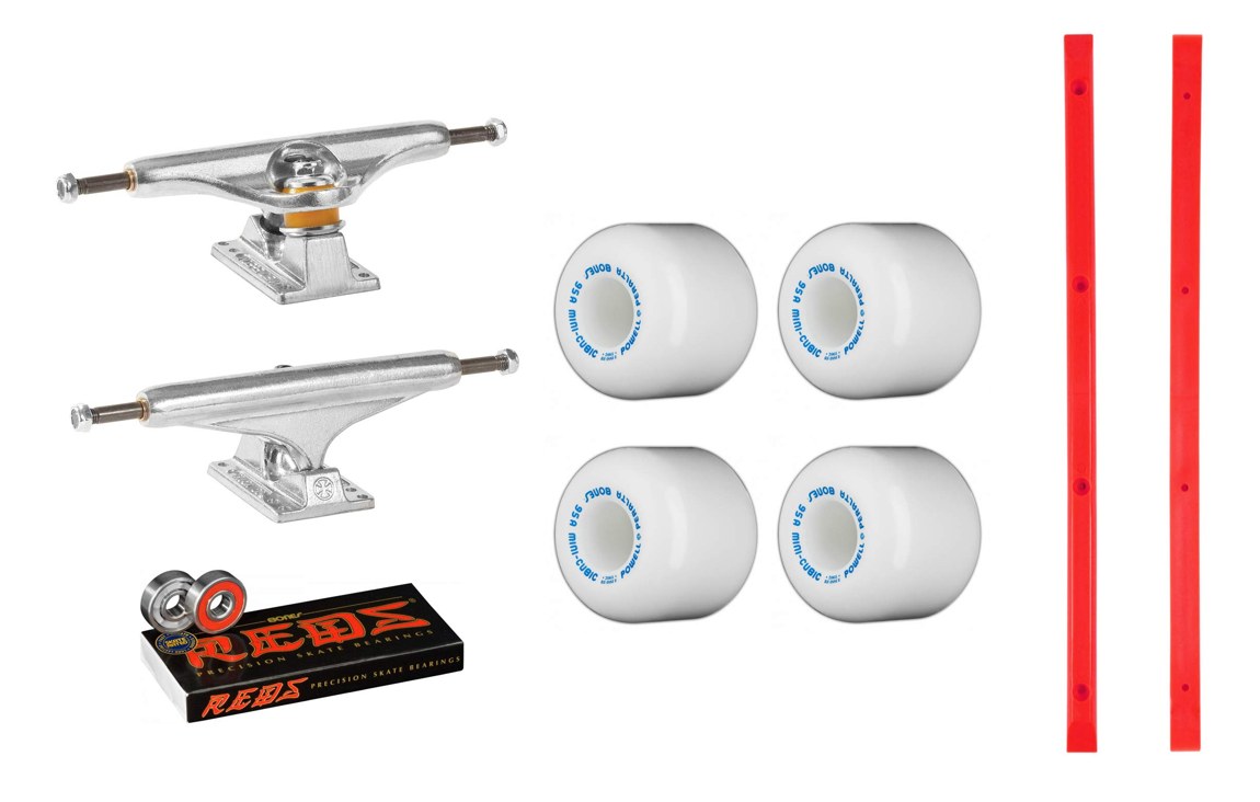 PRODUCT DETAILS INDEPENDENT 129 Powell Peralta 64mm Black Diamond Bones Reds スケートボード カスタムセット トラック ウィール ベアリング レールバー【商品仕様】・ トラック：INDEPENDENT Stage 11 Standard 129（アクスル幅 7.75インチ / 約19.7cm）・ ウィール：Powell Peralta Mini-Cubic 64mm 95A（ホワイト）・ レールバー：Black Diamond 14.5インチ（約36.8cm）4穴式 木ネジ付属（レッド）・ ベアリング：Bones Reds ベアリング・ 種別：スケートボード用パーツセット【特徴】・ オールドスクールなスケートボードのカスタマイズや足回りの新調に適したパーツセットです。・ INDEPENDENTを代表するStage 11トラックと、信頼性の高いBones Redsベアリングを組み合わせています。・ Powell Peraltaの64mm Mini-Cubicウィールは、適度な硬度で様々な路面状況に対応します。・ グラインド時のデッキ保護やスライドを助けるレールバーが付属しており、機能性とスタイルを両立します。【ご注意】・ 海外並行輸入品のため、付属の説明書がある場合は英語表記となります。 ■ 商品について 海外輸入品（説明書は英語表記の場合あり） ■ ご注意 ・掲載画像は実物に近い色味になるよう調整しておりますが、ご利用の環境により差異が生じる場合があります。・複数店舗で在庫を共有しているため、ご注文後に在庫切れとなる場合がございます。 ■ 納期について お届けの目安を必ずご確認ください。 海外正規ルート仕入れ品 海外ブランド ▼ 海外正規ブランド店 正規代理店 ▼ 当 店 ※本商品は並行輸入品です 製造元は正規品と同一のブランド・メーカーです。当店では海外正規ルートより仕入れた商品を取り扱っております。流通ルートが異なるのみで、商品自体に違いはございません。 ── 当店の商品について ── 正規品のみ取り扱い 海外正規店・正規代理店から商品を直接仕入れ、国内に輸入して販売しております。 日本未入荷・海外限定モデルも多数 日本未入荷・海外限定モデルも多数取り扱っております。サイズ・カラー違いや海外限定で販売された製品など、日本では手に入りにくいアイテムをお届けいたします。 お求めやすい価格の理由 海外市場での価格差や流通ルートの違いにより、国内販売価格よりお求めやすくなっております。品質はそのままに、よりお手頃な価格でお届けいたします。 安心保証 ご使用前に万が一、製品に不具合がございました場合は、交換または商品代金のご返金にて対応させていただきます。商品到着後5日以内にご連絡ください。 ご注意 海外からの輸入品となります。海外輸送のため、外箱に軽微なスレ等がある場合がございますが、商品本体には影響ございません。 ※在庫状況は仕入先の在庫情報をもとに出来る限り正確に表示しておりますが、取寄せ商品のため、タイミングによりご注文後に欠品・キャンセルとなる場合がございます。 お探しの商品がございましたら、お気軽にご相談ください。
