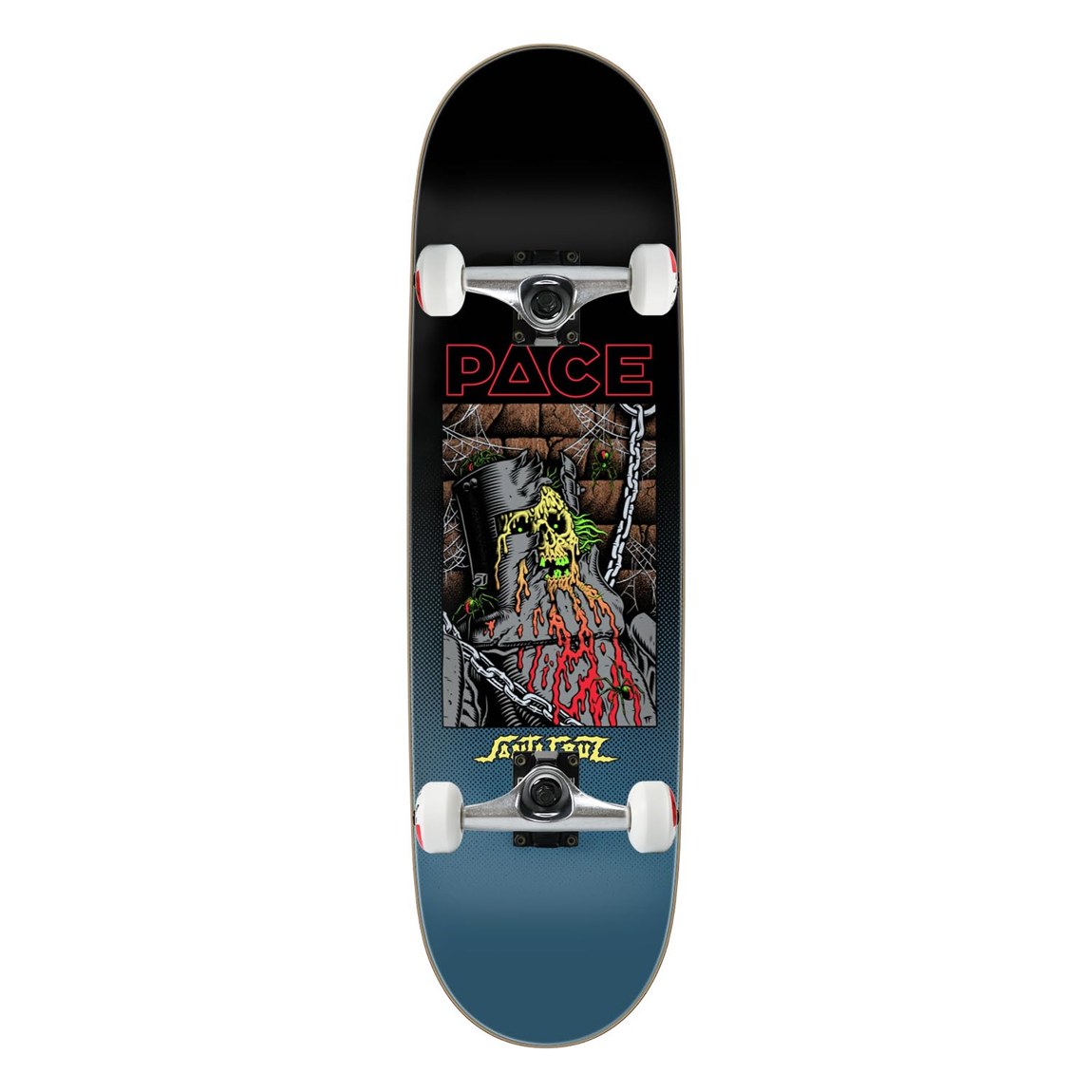 PRODUCT DETAILS SANTA CRUZ Pace Dungeon スケートボード コンプリート 8.7" x 31.825"【商品仕様】・ 種別：コンプリート（完成品）・ デッキ幅：8.7インチ（約22.10cm）・ デッキ長さ：31.825インチ（約80.84cm）・ ホイールベース：14インチ（約35.56cm）・ 素材：北米産メイプル（7枚合板）・ トラック：Core製アルミニウムトラック・ ウィール：52mm 99A・ ベアリング：Amp ABEC 5【特徴】・ Rob Paceのプロモデルで、ネオンメタリックなグラフィックと色付けされたウッドの質感が特徴のデッキです。・ ATVコンケーブを採用しており、初心者からプロまであらゆるスキルレベルに対応します。・ ストリートやパークでの滑走に適した硬度99Aの52mmウィールを装備しています。・ 合成オイルとラバーシールドを採用したメンテナンス性の高いAmpベアリングを使用しています。・ 組み立て済みの完成品のため、お手元に届いてからすぐに使用することが可能です。【ご注意】・ 海外並行輸入品のため、付属の説明書がある場合は英語表記となります。 ■ 商品について 海外輸入品（説明書は英語表記の場合あり） ■ ご注意 ・掲載画像は実物に近い色味になるよう調整しておりますが、ご利用の環境により差異が生じる場合があります。・複数店舗で在庫を共有しているため、ご注文後に在庫切れとなる場合がございます。 ■ 納期について お届けの目安を必ずご確認ください。 海外正規ルート仕入れ品 海外ブランド ▼ 海外正規ブランド店 正規代理店 ▼ 当 店 ※本商品は並行輸入品です 製造元は正規品と同一のブランド・メーカーです。当店では海外正規ルートより仕入れた商品を取り扱っております。流通ルートが異なるのみで、商品自体に違いはございません。 ── 当店の商品について ── 正規品のみ取り扱い 海外正規店・正規代理店から商品を直接仕入れ、国内に輸入して販売しております。 日本未入荷・海外限定モデルも多数 日本未入荷・海外限定モデルも多数取り扱っております。サイズ・カラー違いや海外限定で販売された製品など、日本では手に入りにくいアイテムをお届けいたします。 お求めやすい価格の理由 海外市場での価格差や流通ルートの違いにより、国内販売価格よりお求めやすくなっております。品質はそのままに、よりお手頃な価格でお届けいたします。 安心保証 ご使用前に万が一、製品に不具合がございました場合は、交換または商品代金のご返金にて対応させていただきます。商品到着後5日以内にご連絡ください。 ご注意 海外からの輸入品となります。海外輸送のため、外箱に軽微なスレ等がある場合がございますが、商品本体には影響ございません。 ※在庫状況は仕入先の在庫情報をもとに出来る限り正確に表示しておりますが、取寄せ商品のため、タイミングによりご注文後に欠品・キャンセルとなる場合がございます。 お探しの商品がございましたら、お気軽にご相談ください。