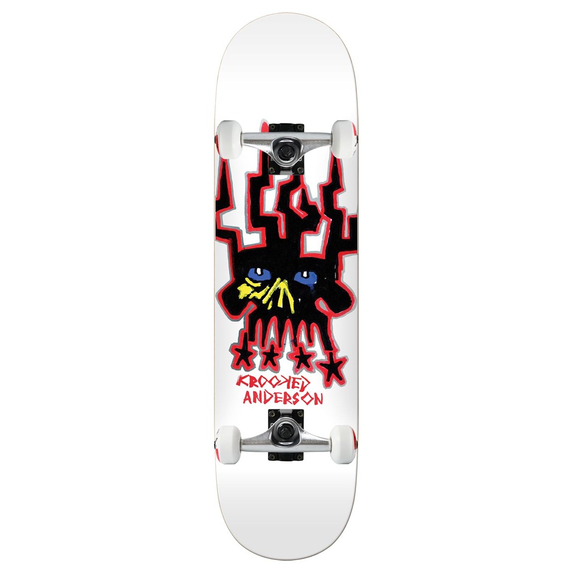 PRODUCT DETAILS Krooked Manderson Skull King スケートボード コンプリート 8.38" x 32"【商品仕様】・ 種別：スケートボード コンプリート（完成品）・ デッキ幅：8.38インチ（約21.28cm）・ デッキ長さ：32インチ（約81.28cm）・ ホイールベース：14.25インチ（約36.19cm）・ 素材：7層北米産メイプル・ トラック：Core アルミニウムトラック（スチール製キングピン・アクスル採用）・ ウィール：52mm 99A（ストリート・パーク用）・ ベアリング：Amp ABEC 5（オイルタイプ）・ 対象：初心者からプロフェッショナルまで【特徴】・ プロライダーMike AndersonのシグネチャーモデルであるSkull Kingグラフィックを採用したデッキです。・ 耐久性の高い7層の北米産メイプルを使用し、独自のカスタムシェイプに仕上げられています。・ 軽量なアルミニウム製のCoreトラックと、路面状況を問わず扱いやすい硬度99Aのウィールを装備しています。・ 合成オイルとラバーシールドを採用したメンテナンス可能なAmpベアリングを搭載し、スムーズな走行を支えます。・ パーツが組み上げられた状態の完成品としてお届けするため、すぐに使用することが可能です。【ご注意】・ 海外並行輸入品のため、付属の説明書がある場合は英語表記となります。 ■ 商品について 海外輸入品（説明書は英語表記の場合あり） ■ ご注意 ・掲載画像は実物に近い色味になるよう調整しておりますが、ご利用の環境により差異が生じる場合があります。・複数店舗で在庫を共有しているため、ご注文後に在庫切れとなる場合がございます。 ■ 納期について お届けの目安を必ずご確認ください。 海外正規ルート仕入れ品 海外ブランド ▼ 海外正規ブランド店 正規代理店 ▼ 当 店 ※本商品は並行輸入品です 製造元は正規品と同一のブランド・メーカーです。当店では海外正規ルートより仕入れた商品を取り扱っております。流通ルートが異なるのみで、商品自体に違いはございません。 ── 当店の商品について ── 正規品のみ取り扱い 海外正規店・正規代理店から商品を直接仕入れ、国内に輸入して販売しております。 日本未入荷・海外限定モデルも多数 日本未入荷・海外限定モデルも多数取り扱っております。サイズ・カラー違いや海外限定で販売された製品など、日本では手に入りにくいアイテムをお届けいたします。 お求めやすい価格の理由 海外市場での価格差や流通ルートの違いにより、国内販売価格よりお求めやすくなっております。品質はそのままに、よりお手頃な価格でお届けいたします。 安心保証 ご使用前に万が一、製品に不具合がございました場合は、交換または商品代金のご返金にて対応させていただきます。商品到着後5日以内にご連絡ください。 ご注意 海外からの輸入品となります。海外輸送のため、外箱に軽微なスレ等がある場合がございますが、商品本体には影響ございません。 ※在庫状況は仕入先の在庫情報をもとに出来る限り正確に表示しておりますが、取寄せ商品のため、タイミングによりご注文後に欠品・キャンセルとなる場合がございます。 お探しの商品がございましたら、お気軽にご相談ください。