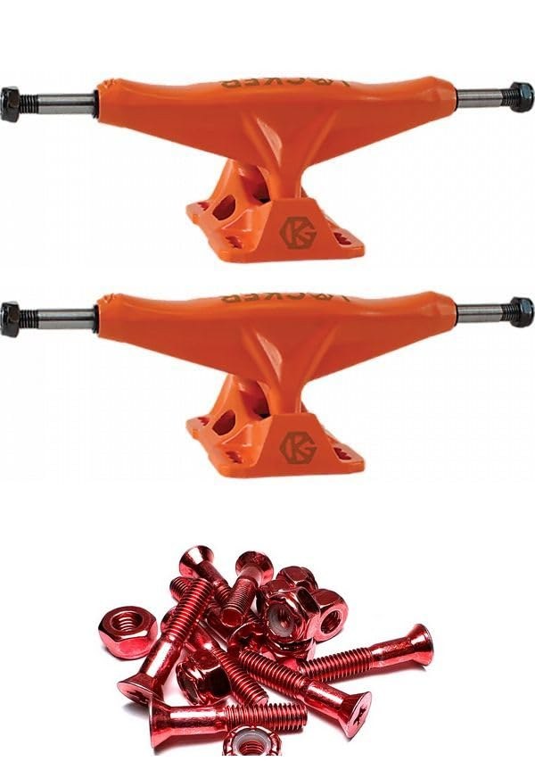 PRODUCT DETAILS Grind King Locker Orange スケートボード トラック 6.75 Hanger 9.5 Axle 1インチハードウェア付 2個セット【商品仕様】・ 種別：スケートボード用トラック・ ハンガー幅：6.75インチ（約17.15cm）・ アクスル幅：9.5インチ（約24.13cm）・ カラー：Locker Orange・ 付属品：1インチ アノダイズドレッドハードウェア（ボルト・ナット）・ 内容量：トラック2個セット（スケートボード1台分）【特徴】・ グラインド時のキングピンの干渉を抑える独自の設計を採用しています。・ 9.5インチのアクスル幅により、幅の広いデッキやオールドスクール、クルーザーに適しています。・ 鮮やかなオレンジのカラーリングが施されたモデルです。・ 取り付け用のレッドカラーのハードウェア（ボルト・ナット）が同梱されています。【ご注意】・ 海外並行輸入品のため、付属の説明書がある場合は英語表記となります。 ■ 商品について 海外輸入品（説明書は英語表記の場合あり） ■ ご注意 ・掲載画像は実物に近い色味になるよう調整しておりますが、ご利用の環境により差異が生じる場合があります。・複数店舗で在庫を共有しているため、ご注文後に在庫切れとなる場合がございます。 ■ 納期について お届けの目安を必ずご確認ください。 海外正規ルート仕入れ品 海外ブランド ▼ 海外正規ブランド店 正規代理店 ▼ 当 店 ※本商品は並行輸入品です 製造元は正規品と同一のブランド・メーカーです。当店では海外正規ルートより仕入れた商品を取り扱っております。流通ルートが異なるのみで、商品自体に違いはございません。 ── 当店の商品について ── 正規品のみ取り扱い 海外正規店・正規代理店から商品を直接仕入れ、国内に輸入して販売しております。 日本未入荷・海外限定モデルも多数 日本未入荷・海外限定モデルも多数取り扱っております。サイズ・カラー違いや海外限定で販売された製品など、日本では手に入りにくいアイテムをお届けいたします。 お求めやすい価格の理由 海外市場での価格差や流通ルートの違いにより、国内販売価格よりお求めやすくなっております。品質はそのままに、よりお手頃な価格でお届けいたします。 安心保証 ご使用前に万が一、製品に不具合がございました場合は、交換または商品代金のご返金にて対応させていただきます。商品到着後5日以内にご連絡ください。 ご注意 海外からの輸入品となります。海外輸送のため、外箱に軽微なスレ等がある場合がございますが、商品本体には影響ございません。 ※在庫状況は仕入先の在庫情報をもとに出来る限り正確に表示しておりますが、取寄せ商品のため、タイミングによりご注文後に欠品・キャンセルとなる場合がございます。 お探しの商品がございましたら、お気軽にご相談ください。