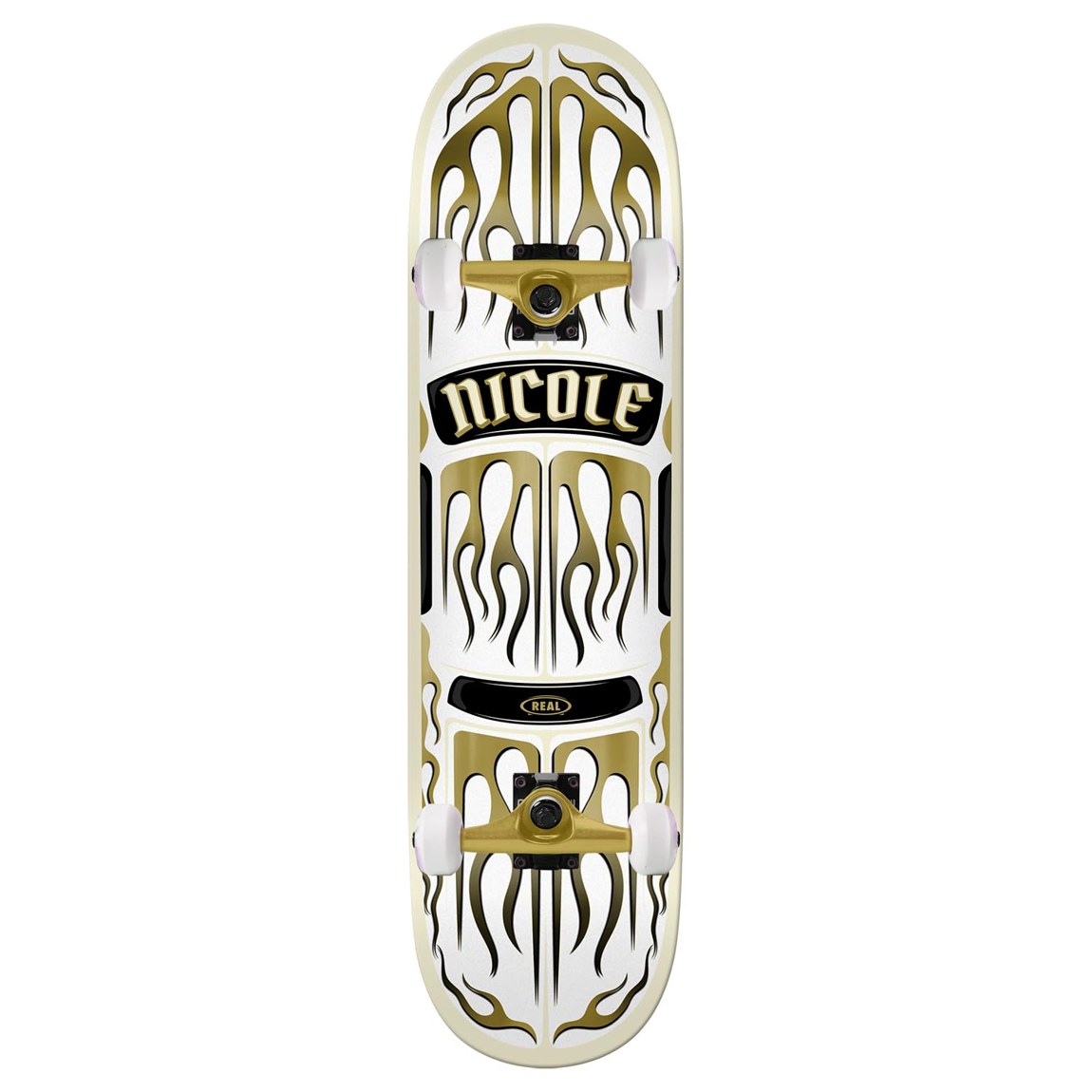PRODUCT DETAILS REAL SKATEBOARDS Nicole Hause Ember コンプリート スケートボード 8.5" x 31.85"【商品仕様】・ 種別：コンプリート（完成品）・ デッキサイズ：8.5 x 31.85 インチ（約 21.6 x 80.9 cm）・ ホイールベース：14.25 インチ（約 36.2 cm）・ 素材：7層北米産プレミアムメイプル・ デッキ形状：True Fit Shape・ トラック：Core製アルミトラック（グレード8スチールキングピン採用）・ ウィール：52mm 99A・ ベアリング：Amp Bearings (Abec 5相当)【特徴】・ プロスケーターNicole Hause（ニコル・ハウス）のシグネチャーモデルです。・ 北米産メイプルを7層重ねた耐久性のあるデッキに、操作性の高いTrue Fit Shapeを採用しています。・ 軽量なCoreトラックと、ストリートからパークまで幅広く対応する硬度99Aのウィールを装備しています。・ スムーズな回転性能を持つAmpベアリング（オイルタイプ）が快適な滑走をサポートします。・ 専門スタッフによる組み立て済みモデルのため、届いてすぐに使用可能です。【ご注意】・ 海外並行輸入品のため、付属の説明書がある場合は英語表記となります。 ■ 商品について 海外輸入品（説明書は英語表記の場合あり） ■ ご注意 ・掲載画像は実物に近い色味になるよう調整しておりますが、ご利用の環境により差異が生じる場合があります。・複数店舗で在庫を共有しているため、ご注文後に在庫切れとなる場合がございます。 ■ 納期について お届けの目安を必ずご確認ください。 海外正規ルート仕入れ品 海外ブランド ▼ 海外正規ブランド店 正規代理店 ▼ 当 店 ※本商品は並行輸入品です 製造元は正規品と同一のブランド・メーカーです。当店では海外正規ルートより仕入れた商品を取り扱っております。流通ルートが異なるのみで、商品自体に違いはございません。 ── 当店の商品について ── 正規品のみ取り扱い 海外正規店・正規代理店から商品を直接仕入れ、国内に輸入して販売しております。 日本未入荷・海外限定モデルも多数 日本未入荷・海外限定モデルも多数取り扱っております。サイズ・カラー違いや海外限定で販売された製品など、日本では手に入りにくいアイテムをお届けいたします。 お求めやすい価格の理由 海外市場での価格差や流通ルートの違いにより、国内販売価格よりお求めやすくなっております。品質はそのままに、よりお手頃な価格でお届けいたします。 安心保証 ご使用前に万が一、製品に不具合がございました場合は、交換または商品代金のご返金にて対応させていただきます。商品到着後5日以内にご連絡ください。 ご注意 海外からの輸入品となります。海外輸送のため、外箱に軽微なスレ等がある場合がございますが、商品本体には影響ございません。 ※在庫状況は仕入先の在庫情報をもとに出来る限り正確に表示しておりますが、取寄せ商品のため、タイミングによりご注文後に欠品・キャンセルとなる場合がございます。 お探しの商品がございましたら、お気軽にご相談ください。