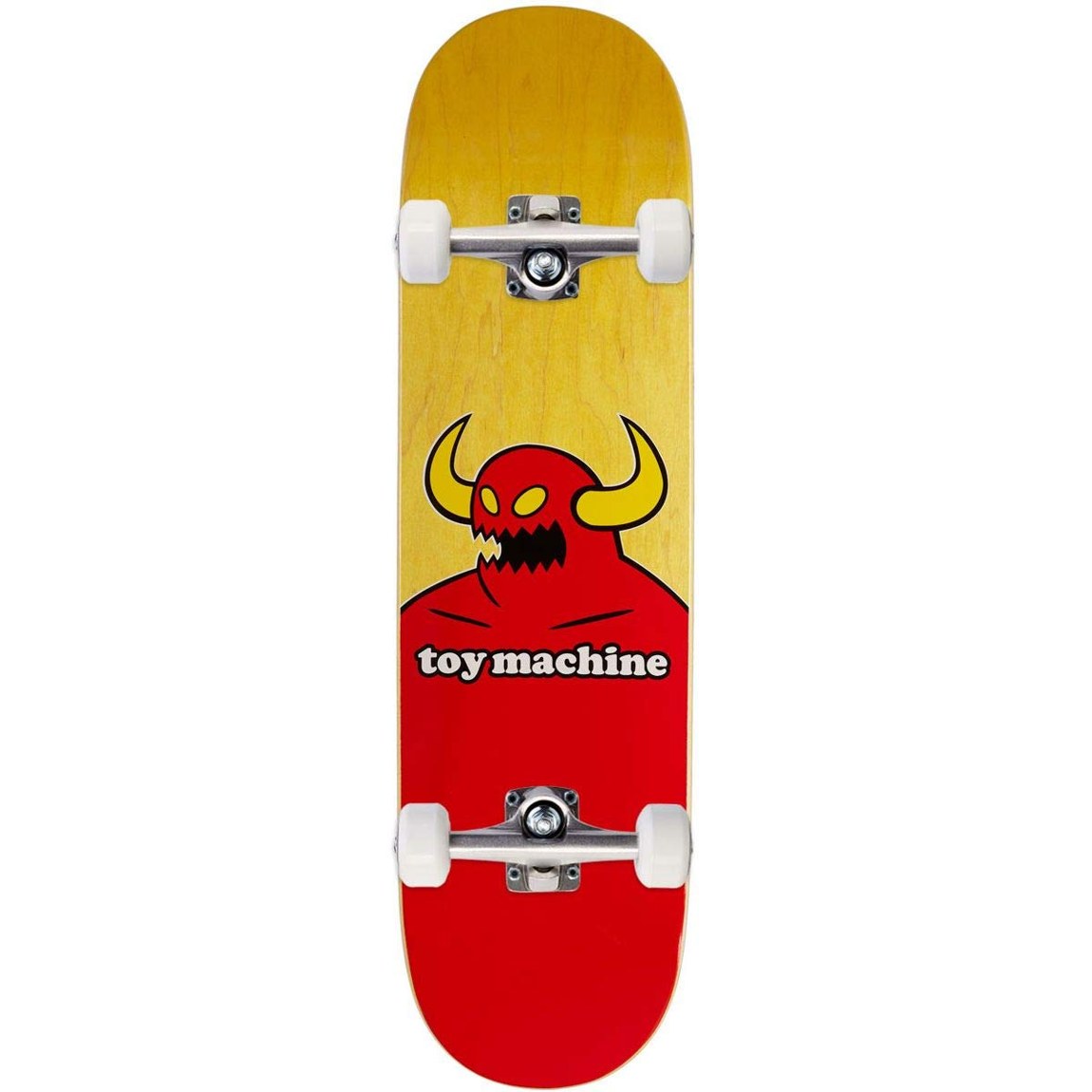 PRODUCT DETAILS Toy Machine Monster スケートボード コンプリート 8.50"【商品仕様】・ 種別：スケートボード コンプリート（完成品）・ デッキ幅：8.50インチ（約21.59cm）・ ウィール：52mm・ トラック：Raw Trucks・ ベアリング：ABEC 7・ 素材：ウッド（メイプル等）【特徴】・ Toy Machineの象徴的なモンスターのグラフィックが施されたモデルです。・ デッキ、トラック、ウィール、ベアリングが全て組み立てられた完成品で、届いてすぐに使用可能です。・ 8.50インチの幅広なデッキサイズにより、安定感のあるライディングが可能です。・ デッキのベース部分は木目を活かしたアソートステインカラー仕様となっています。【ご注意】・ 海外並行輸入品のため、付属の説明書がある場合は英語表記となります。 ■ 商品について 海外輸入品（説明書は英語表記の場合あり） ■ ご注意 ・掲載画像は実物に近い色味になるよう調整しておりますが、ご利用の環境により差異が生じる場合があります。・複数店舗で在庫を共有しているため、ご注文後に在庫切れとなる場合がございます。 ■ 納期について お届けの目安を必ずご確認ください。 海外正規ルート仕入れ品 海外ブランド ▼ 海外正規ブランド店 正規代理店 ▼ 当 店 ※本商品は並行輸入品です 製造元は正規品と同一のブランド・メーカーです。当店では海外正規ルートより仕入れた商品を取り扱っております。流通ルートが異なるのみで、商品自体に違いはございません。 ── 当店の商品について ── 正規品のみ取り扱い 海外正規店・正規代理店から商品を直接仕入れ、国内に輸入して販売しております。 日本未入荷・海外限定モデルも多数 日本未入荷・海外限定モデルも多数取り扱っております。サイズ・カラー違いや海外限定で販売された製品など、日本では手に入りにくいアイテムをお届けいたします。 お求めやすい価格の理由 海外市場での価格差や流通ルートの違いにより、国内販売価格よりお求めやすくなっております。品質はそのままに、よりお手頃な価格でお届けいたします。 安心保証 ご使用前に万が一、製品に不具合がございました場合は、交換または商品代金のご返金にて対応させていただきます。商品到着後5日以内にご連絡ください。 ご注意 海外からの輸入品となります。海外輸送のため、外箱に軽微なスレ等がある場合がございますが、商品本体には影響ございません。 ※在庫状況は仕入先の在庫情報をもとに出来る限り正確に表示しておりますが、取寄せ商品のため、タイミングによりご注文後に欠品・キャンセルとなる場合がございます。 お探しの商品がございましたら、お気軽にご相談ください。
