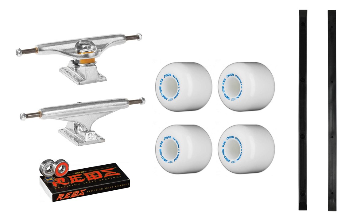 PRODUCT DETAILS INDEPENDENT 159 トラック Powell Peralta 64mm ウィール Bones Reds ベアリング セット スケートボードパーツ 8.75インチ【商品仕様】・ セット内容：トラック、ウィール、ベアリング、デッキレール・ トラック：INDEPENDENT Stage 11 Standard 159 (アクスル幅：8.75インチ / 約22.2cm)・ ウィール：Powell Peralta Mini-Cubic 64mm 95A (カラー：ホワイト)・ ベアリング：Bones Reds・ デッキレール：Black Diamond 14.5インチ (約36.8cm) 4ホール 木ネジ付属【特徴】・ オールドスクールボードのカスタマイズに適した足回りパーツのセットです。・ 定番のINDEPENDENT Stage 11トラックは、優れた耐久性と安定したターン性能を備えています。・ 直径64mmのPowell Peralta製ウィールにより、路面の凹凸に強い走行が可能です。・ 信頼性の高いBones Redsベアリングと、スライドを助けるデッキレールが付属しています。【ご注意】・ 海外並行輸入品のため、付属の説明書がある場合は英語表記となります。 ■ 商品について 海外輸入品（説明書は英語表記の場合あり） ■ ご注意 ・掲載画像は実物に近い色味になるよう調整しておりますが、ご利用の環境により差異が生じる場合があります。・複数店舗で在庫を共有しているため、ご注文後に在庫切れとなる場合がございます。 ■ 納期について お届けの目安を必ずご確認ください。 海外正規ルート仕入れ品 海外ブランド ▼ 海外正規ブランド店 正規代理店 ▼ 当 店 ※本商品は並行輸入品です 製造元は正規品と同一のブランド・メーカーです。当店では海外正規ルートより仕入れた商品を取り扱っております。流通ルートが異なるのみで、商品自体に違いはございません。 ── 当店の商品について ── 正規品のみ取り扱い 海外正規店・正規代理店から商品を直接仕入れ、国内に輸入して販売しております。 日本未入荷・海外限定モデルも多数 日本未入荷・海外限定モデルも多数取り扱っております。サイズ・カラー違いや海外限定で販売された製品など、日本では手に入りにくいアイテムをお届けいたします。 お求めやすい価格の理由 海外市場での価格差や流通ルートの違いにより、国内販売価格よりお求めやすくなっております。品質はそのままに、よりお手頃な価格でお届けいたします。 安心保証 ご使用前に万が一、製品に不具合がございました場合は、交換または商品代金のご返金にて対応させていただきます。商品到着後5日以内にご連絡ください。 ご注意 海外からの輸入品となります。海外輸送のため、外箱に軽微なスレ等がある場合がございますが、商品本体には影響ございません。 ※在庫状況は仕入先の在庫情報をもとに出来る限り正確に表示しておりますが、取寄せ商品のため、タイミングによりご注文後に欠品・キャンセルとなる場合がございます。 お探しの商品がございましたら、お気軽にご相談ください。