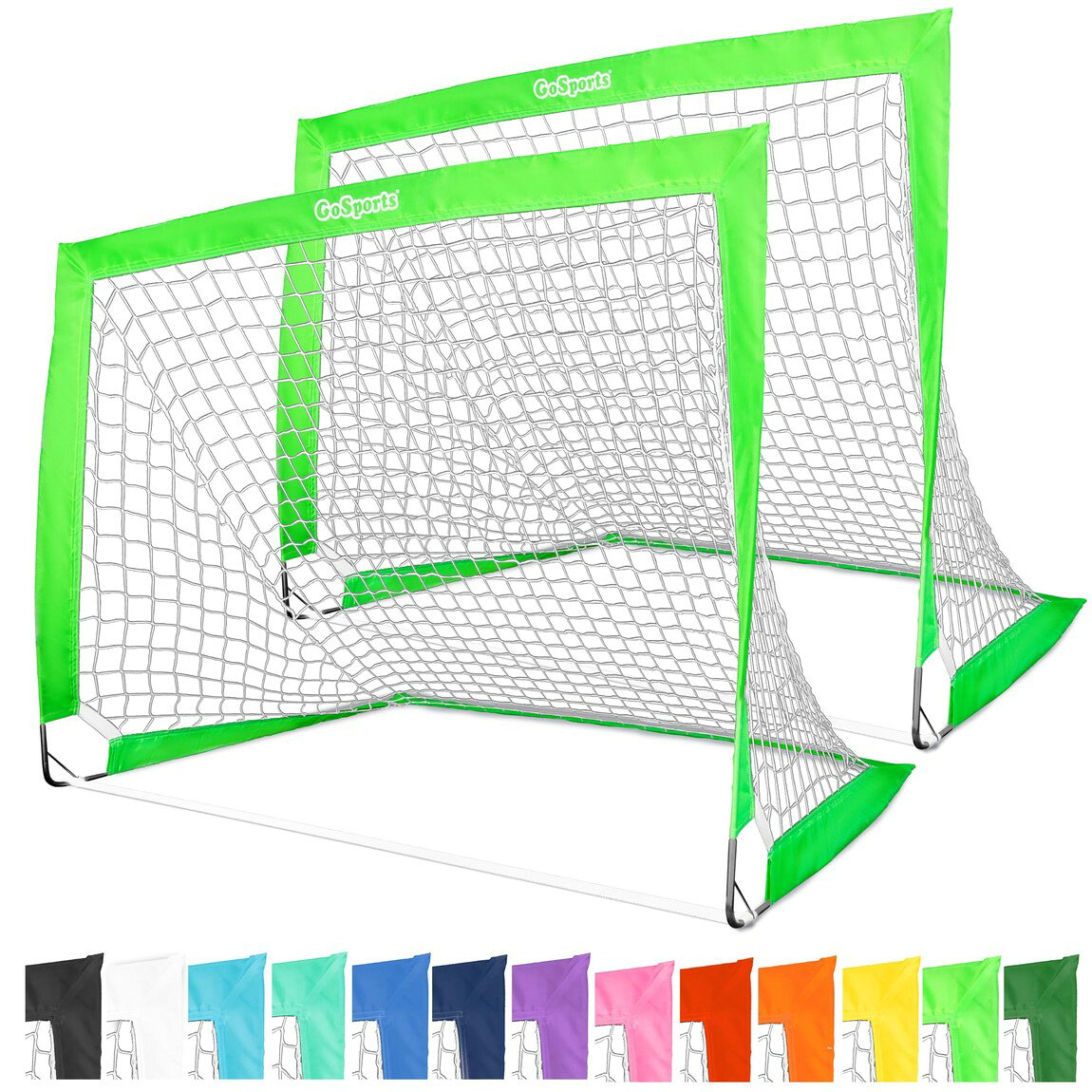 PRODUCT DETAILS ゴースポーツ チームトーン ポータブル サッカーゴール 2個セット ポップアップ式 ネット 122cm×91cm ブライトグリーン【商品仕様】・ アイテム種別：サッカーゴール 2個セット・ シリーズ：チームトーン・ 素材：グラスファイバー（ポール）、ポリエステル（ネット）・ サイズ：約122cm × 91cm（4フィート × 3フィート）・ カラー：ブライトグリーン・ 付属品：ポップアップゴール×2、固定用メタルペグ×6【特徴】・ 瞬時に展開できるポップアップ設計を採用し、設営と撤収を短時間で行うことが可能です。・ 折りたたみ式でコンパクトに収納できるため、公園や自宅の庭などへの持ち運びに適しています。・ 耐久性に優れたグラスファイバー製ポールとポリエステル製ネットを使用しています。・ 地面に固定するためのメタルペグが6本付属しており、安定した状態で設営できます。・ 鮮やかなチームトーンカラーを採用しており、チームカラーに合わせた選択が可能です。 ■ 商品について 海外輸入品（説明書は英語表記の場合あり） ■ ご注意 ・掲載画像は実物に近い色味になるよう調整しておりますが、ご利用の環境により差異が生じる場合があります。・複数店舗で在庫を共有しているため、ご注文後に在庫切れとなる場合がございます。 ■ 納期について お届けの目安を必ずご確認ください。 海外正規ルート仕入れ品 海外ブランド ▼ 海外正規ブランド店 正規代理店 ▼ 当 店 ※本商品は並行輸入品です 製造元は正規品と同一のブランド・メーカーです。当店では海外正規ルートより仕入れた商品を取り扱っております。流通ルートが異なるのみで、商品自体に違いはございません。 ── 当店の商品について ── 正規品のみ取り扱い 海外正規店・正規代理店から商品を直接仕入れ、国内に輸入して販売しております。 日本未入荷・海外限定モデルも多数 日本未入荷・海外限定モデルも多数取り扱っております。サイズ・カラー違いや海外限定で販売された製品など、日本では手に入りにくいアイテムをお届けいたします。 お求めやすい価格の理由 海外市場での価格差や流通ルートの違いにより、国内販売価格よりお求めやすくなっております。品質はそのままに、よりお手頃な価格でお届けいたします。 安心保証 ご使用前に万が一、製品に不具合がございました場合は、交換または商品代金のご返金にて対応させていただきます。商品到着後5日以内にご連絡ください。 ご注意 海外からの輸入品となります。海外輸送のため、外箱に軽微なスレ等がある場合がございますが、商品本体には影響ございません。 ※在庫状況は仕入先の在庫情報をもとに出来る限り正確に表示しておりますが、取寄せ商品のため、タイミングによりご注文後に欠品・キャンセルとなる場合がございます。 お探しの商品がございましたら、お気軽にご相談ください。