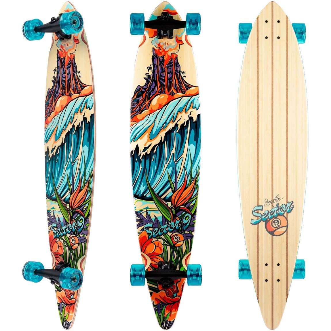 PRODUCT DETAILS Sector 9 Bamboo Maverick Stack ロングボード コンプリート 44.0インチ ピンテール スケートボード【商品仕様】・ 種別：ロングボード（完成品）・ 全長：44.0インチ（約111.7cm）・ デッキ幅：9.75インチ（約24.7cm）・ ホイールベース：30.5インチ（約77.4cm）・ デッキ素材：バンブー（竹）・ トラック：9.0インチ Gullwing Charger Trucks・ ウィール：70mm 78a Nineballs・ その他：1.25インチ硬化スチールボルト、クリアグリップテープ装着済み【特徴】・ ハワイ・ホノルルを拠点とするOneVibe Creative Studiosのアーティスト、Kenny Vidinich氏のデザインを採用したモデルです。・ バンブー素材を使用したピンテール形状のデッキで、しなやかな乗り心地が特徴です。・ 44インチの長さを活かした安定感のあるクルージングやカービング、街乗り（コミューティング）に適しています。・ 直径70mmの大型ソフトウィールを装備しており、路面の凹凸による振動を抑え、スムーズな走行が可能です。・ クリアタイプのグリップテープを使用しており、デッキ表面のバンブーの質感とグラフィックを活かした外観です。【ご注意】・ 海外並行輸入品のため、付属の説明書がある場合は英語表記となります。 ■ 商品について 海外輸入品（説明書は英語表記の場合あり） ■ ご注意 ・掲載画像は実物に近い色味になるよう調整しておりますが、ご利用の環境により差異が生じる場合があります。・複数店舗で在庫を共有しているため、ご注文後に在庫切れとなる場合がございます。 ■ 納期について お届けの目安を必ずご確認ください。 海外正規ルート仕入れ品 海外ブランド ▼ 海外正規ブランド店 正規代理店 ▼ 当 店 ※本商品は並行輸入品です 製造元は正規品と同一のブランド・メーカーです。当店では海外正規ルートより仕入れた商品を取り扱っております。流通ルートが異なるのみで、商品自体に違いはございません。 ── 当店の商品について ── 正規品のみ取り扱い 海外正規店・正規代理店から商品を直接仕入れ、国内に輸入して販売しております。 日本未入荷・海外限定モデルも多数 日本未入荷・海外限定モデルも多数取り扱っております。サイズ・カラー違いや海外限定で販売された製品など、日本では手に入りにくいアイテムをお届けいたします。 お求めやすい価格の理由 海外市場での価格差や流通ルートの違いにより、国内販売価格よりお求めやすくなっております。品質はそのままに、よりお手頃な価格でお届けいたします。 安心保証 ご使用前に万が一、製品に不具合がございました場合は、交換または商品代金のご返金にて対応させていただきます。商品到着後5日以内にご連絡ください。 ご注意 海外からの輸入品となります。海外輸送のため、外箱に軽微なスレ等がある場合がございますが、商品本体には影響ございません。 ※在庫状況は仕入先の在庫情報をもとに出来る限り正確に表示しておりますが、取寄せ商品のため、タイミングによりご注文後に欠品・キャンセルとなる場合がございます。 お探しの商品がございましたら、お気軽にご相談ください。