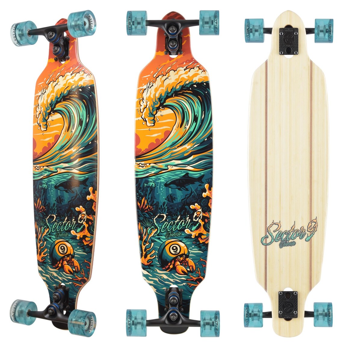 PRODUCT DETAILS Sector 9 Fractal Flipside ロングボード コンプリート スケートボード 36.0 x 9.0 インチ【商品仕様】・ 種別：ロングボード（コンプリートセット）・ 全長：36.0インチ（約91.44cm）・ デッキ幅：9.0インチ（約22.86cm）・ ホイールベース：26.4インチ（約67.06cm）・ デッキ素材：7層メイプル・竹ハイブリッド構造・ トラック：9.0インチ Gullwing Sidewinder II・ ウィール：69mm 78a Swirled Nineballs・ ベアリング：ABEC 5 Greaseball【特徴】・ Gullwing Sidewinder IIトラックを搭載し、深いターンやキレのあるカービング走行に適した仕様です。・ ドロップスルー構造により重心が低く設計されており、安定した走行感とプッシュのしやすさを両立しています。・ 全長36インチのサイズ感で、街中でのクルージングから本格的なカービングまで幅広く対応します。・ アーティストOnevibeによるグラフィックと、カスタムデザインのグリップテープが施されています。【ご注意】・ 海外並行輸入品のため、付属の説明書がある場合は英語表記となります。 ■ 商品について 海外輸入品（説明書は英語表記の場合あり） ■ ご注意 ・掲載画像は実物に近い色味になるよう調整しておりますが、ご利用の環境により差異が生じる場合があります。・複数店舗で在庫を共有しているため、ご注文後に在庫切れとなる場合がございます。 ■ 納期について お届けの目安を必ずご確認ください。 海外正規ルート仕入れ品 海外ブランド ▼ 海外正規ブランド店 正規代理店 ▼ 当 店 ※本商品は並行輸入品です 製造元は正規品と同一のブランド・メーカーです。当店では海外正規ルートより仕入れた商品を取り扱っております。流通ルートが異なるのみで、商品自体に違いはございません。 ── 当店の商品について ── 正規品のみ取り扱い 海外正規店・正規代理店から商品を直接仕入れ、国内に輸入して販売しております。 日本未入荷・海外限定モデルも多数 日本未入荷・海外限定モデルも多数取り扱っております。サイズ・カラー違いや海外限定で販売された製品など、日本では手に入りにくいアイテムをお届けいたします。 お求めやすい価格の理由 海外市場での価格差や流通ルートの違いにより、国内販売価格よりお求めやすくなっております。品質はそのままに、よりお手頃な価格でお届けいたします。 安心保証 ご使用前に万が一、製品に不具合がございました場合は、交換または商品代金のご返金にて対応させていただきます。商品到着後5日以内にご連絡ください。 ご注意 海外からの輸入品となります。海外輸送のため、外箱に軽微なスレ等がある場合がございますが、商品本体には影響ございません。 ※在庫状況は仕入先の在庫情報をもとに出来る限り正確に表示しておりますが、取寄せ商品のため、タイミングによりご注文後に欠品・キャンセルとなる場合がございます。 お探しの商品がございましたら、お気軽にご相談ください。