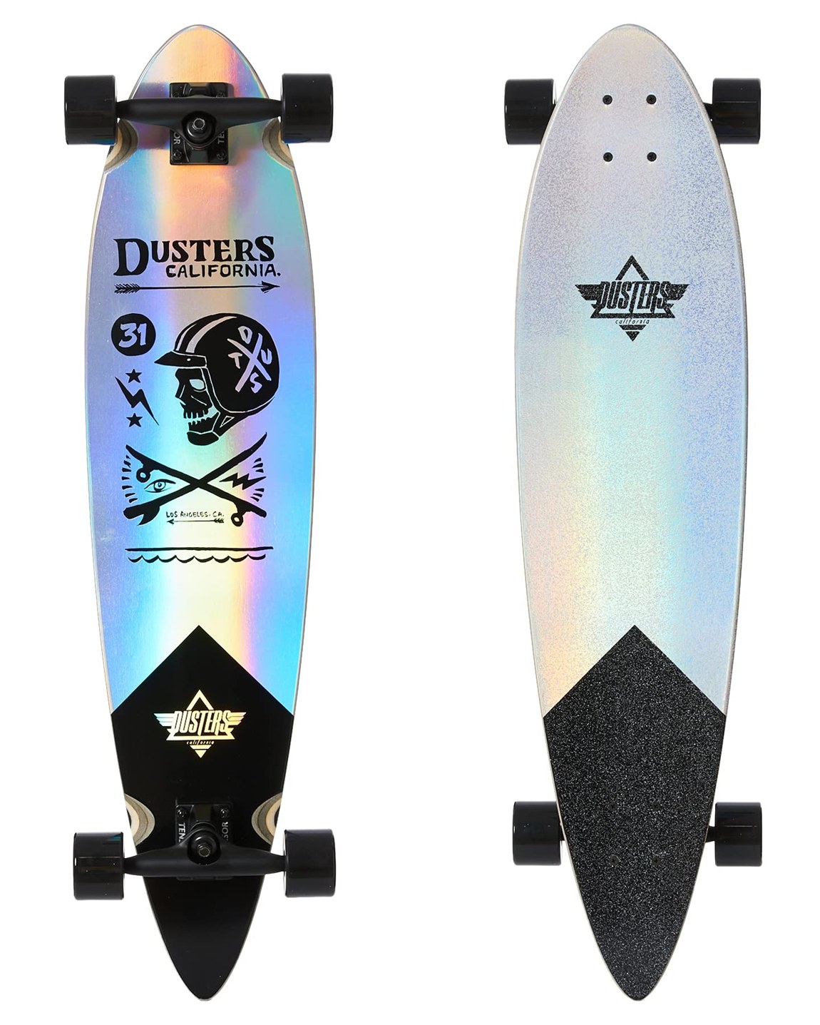 PRODUCT DETAILS Dusters Moto Cosmic ロングボード ピンテール クルーザー 8.75" x 37" ホログラフィック【商品仕様】・ 種別：ロングボード（クルーザー）・ デッキサイズ：8.75インチ（約22.2cm）x 37インチ（約93.9cm）・ ホイールベース：24.5インチ（約62.2cm）・ 形状：ピンテール・ トラック：Tensor Trucks・ ウィール：65mm 78A・ 構成：コンプリート（完成品）【特徴】・ ボトムのグラフィックとグリップテープにカスタムホログラフィックを採用したモデルです。・ 伝統的なピンテール形状を採用し、街乗りやクルージングに適した設計となっています。・ Tensorトラックと、路面振動を吸収しやすいソフトな65mm 78Aウィールが標準装備されています。・ デッキ、トラック、ウィール、ベアリングが全て組み立てられた状態でお手元に届きます。【ご注意】・ 海外並行輸入品のため、付属の説明書がある場合は英語表記となります。 ■ 商品について 海外輸入品（説明書は英語表記の場合あり） ■ ご注意 ・掲載画像は実物に近い色味になるよう調整しておりますが、ご利用の環境により差異が生じる場合があります。・複数店舗で在庫を共有しているため、ご注文後に在庫切れとなる場合がございます。 ■ 納期について お届けの目安を必ずご確認ください。 海外正規ルート仕入れ品 海外ブランド ▼ 海外正規ブランド店 正規代理店 ▼ 当 店 ※本商品は並行輸入品です 製造元は正規品と同一のブランド・メーカーです。当店では海外正規ルートより仕入れた商品を取り扱っております。流通ルートが異なるのみで、商品自体に違いはございません。 ── 当店の商品について ── 正規品のみ取り扱い 海外正規店・正規代理店から商品を直接仕入れ、国内に輸入して販売しております。 日本未入荷・海外限定モデルも多数 日本未入荷・海外限定モデルも多数取り扱っております。サイズ・カラー違いや海外限定で販売された製品など、日本では手に入りにくいアイテムをお届けいたします。 お求めやすい価格の理由 海外市場での価格差や流通ルートの違いにより、国内販売価格よりお求めやすくなっております。品質はそのままに、よりお手頃な価格でお届けいたします。 安心保証 ご使用前に万が一、製品に不具合がございました場合は、交換または商品代金のご返金にて対応させていただきます。商品到着後5日以内にご連絡ください。 ご注意 海外からの輸入品となります。海外輸送のため、外箱に軽微なスレ等がある場合がございますが、商品本体には影響ございません。 ※在庫状況は仕入先の在庫情報をもとに出来る限り正確に表示しておりますが、取寄せ商品のため、タイミングによりご注文後に欠品・キャンセルとなる場合がございます。 お探しの商品がございましたら、お気軽にご相談ください。