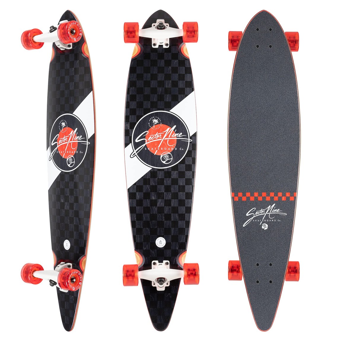 PRODUCT DETAILS Sector 9 Mosaic Ledger ロングボード コンプリート 9.25" x 40" 7層メイプル スケートボード【商品仕様】・ 種別：ロングボード（コンプリート/完成品）・ デッキサイズ：長さ 40.0インチ（約101.6cm）× 幅 9.25インチ（約23.5cm）・ 素材：7層メイプル・ トラック：9.0" Gullwing Charger Trucks・ ウィール：65mm 78a Nineballs・ ベアリング：ABEC 5 Greaseball Bearings・ 用途：カービング、コミューター（移動用）【特徴】・ 1970年代の南カリフォルニアのスタイルからインスピレーションを受けたMosaic Collectionのボードです。・ デッキ裏面のブラックメイプルにチェック柄やホワイトラインを施したクラシックなデザインを採用しています。・ 安定した走行をサポートするGullwing Chargerトラックを装備し、カービングに適した構成となっています。・ 柔らかめの78aウィールを搭載しており、路面からの振動を抑えたスムーズな走行が可能です。・ デッキ面にはダイカット加工のグリップテープが施され、素材の風合いを活かした仕上がりとなっています。【ご注意】・ 海外並行輸入品のため、付属の説明書がある場合は英語表記となります。 ■ 商品について 海外輸入品（説明書は英語表記の場合あり） ■ ご注意 ・掲載画像は実物に近い色味になるよう調整しておりますが、ご利用の環境により差異が生じる場合があります。・複数店舗で在庫を共有しているため、ご注文後に在庫切れとなる場合がございます。 ■ 納期について お届けの目安を必ずご確認ください。 海外正規ルート仕入れ品 海外ブランド ▼ 海外正規ブランド店 正規代理店 ▼ 当 店 ※本商品は並行輸入品です 製造元は正規品と同一のブランド・メーカーです。当店では海外正規ルートより仕入れた商品を取り扱っております。流通ルートが異なるのみで、商品自体に違いはございません。 ── 当店の商品について ── 正規品のみ取り扱い 海外正規店・正規代理店から商品を直接仕入れ、国内に輸入して販売しております。 日本未入荷・海外限定モデルも多数 日本未入荷・海外限定モデルも多数取り扱っております。サイズ・カラー違いや海外限定で販売された製品など、日本では手に入りにくいアイテムをお届けいたします。 お求めやすい価格の理由 海外市場での価格差や流通ルートの違いにより、国内販売価格よりお求めやすくなっております。品質はそのままに、よりお手頃な価格でお届けいたします。 安心保証 ご使用前に万が一、製品に不具合がございました場合は、交換または商品代金のご返金にて対応させていただきます。商品到着後5日以内にご連絡ください。 ご注意 海外からの輸入品となります。海外輸送のため、外箱に軽微なスレ等がある場合がございますが、商品本体には影響ございません。 ※在庫状況は仕入先の在庫情報をもとに出来る限り正確に表示しておりますが、取寄せ商品のため、タイミングによりご注文後に欠品・キャンセルとなる場合がございます。 お探しの商品がございましたら、お気軽にご相談ください。