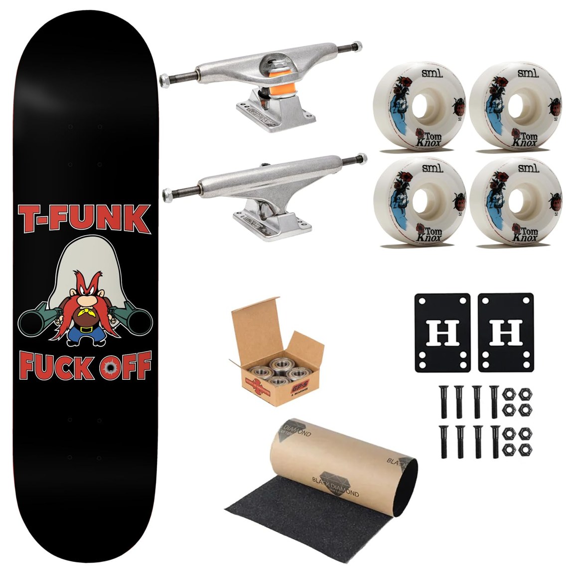 PRODUCT DETAILS Baker T-Funk Yosemite スケートボード コンプリート 8.75インチ Independent SML仕様【商品仕様】・ 種別：スケートボード コンプリート（完成品）・ デッキ幅：8.75インチ（約22.2cm）・ デッキ長：32インチ（約81.3cm）・ 素材：7層北米産メイプル・ トラック：Independent Trucks・ ウィール：SML Wheels 52mm 99A V-cut・ ベアリング：Independent GP-S Bearings・ その他：Black Diamond グリップテープ、1インチハードウェア、1/8インチライザーパッド付属【特徴】・ BakerのOGシェイプを採用し、緩やかなコンケイブによってレスポンスの良い操作性を実現しています。・ 耐久性に優れた北米産メイプル材を使用しており、ストリートやパークでの本格的な走行に適した設計です。・ 米国製ウレタンを使用したSMLウィールを装備。接地面の広いVカット形状により、安定性とグリップ力を両立しています。・ 高い防塵性と耐水性を備えたIndependent製GP-Sベアリングを搭載し、スムーズな回転が持続します。・ IndependentトラックやSMLウィールなど、業界をリードするブランドのパーツで構成されたセットです。【ご注意】・ 海外並行輸入品のため、付属の説明書がある場合は英語表記となります。 ■ 商品について 海外輸入品（説明書は英語表記の場合あり） ■ ご注意 ・掲載画像は実物に近い色味になるよう調整しておりますが、ご利用の環境により差異が生じる場合があります。・複数店舗で在庫を共有しているため、ご注文後に在庫切れとなる場合がございます。 ■ 納期について お届けの目安を必ずご確認ください。 海外正規ルート仕入れ品 海外ブランド ▼ 海外正規ブランド店 正規代理店 ▼ 当 店 ※本商品は並行輸入品です 製造元は正規品と同一のブランド・メーカーです。当店では海外正規ルートより仕入れた商品を取り扱っております。流通ルートが異なるのみで、商品自体に違いはございません。 ── 当店の商品について ── 正規品のみ取り扱い 海外正規店・正規代理店から商品を直接仕入れ、国内に輸入して販売しております。 日本未入荷・海外限定モデルも多数 日本未入荷・海外限定モデルも多数取り扱っております。サイズ・カラー違いや海外限定で販売された製品など、日本では手に入りにくいアイテムをお届けいたします。 お求めやすい価格の理由 海外市場での価格差や流通ルートの違いにより、国内販売価格よりお求めやすくなっております。品質はそのままに、よりお手頃な価格でお届けいたします。 安心保証 ご使用前に万が一、製品に不具合がございました場合は、交換または商品代金のご返金にて対応させていただきます。商品到着後5日以内にご連絡ください。 ご注意 海外からの輸入品となります。海外輸送のため、外箱に軽微なスレ等がある場合がございますが、商品本体には影響ございません。 ※在庫状況は仕入先の在庫情報をもとに出来る限り正確に表示しておりますが、取寄せ商品のため、タイミングによりご注文後に欠品・キャンセルとなる場合がございます。 お探しの商品がございましたら、お気軽にご相談ください。
