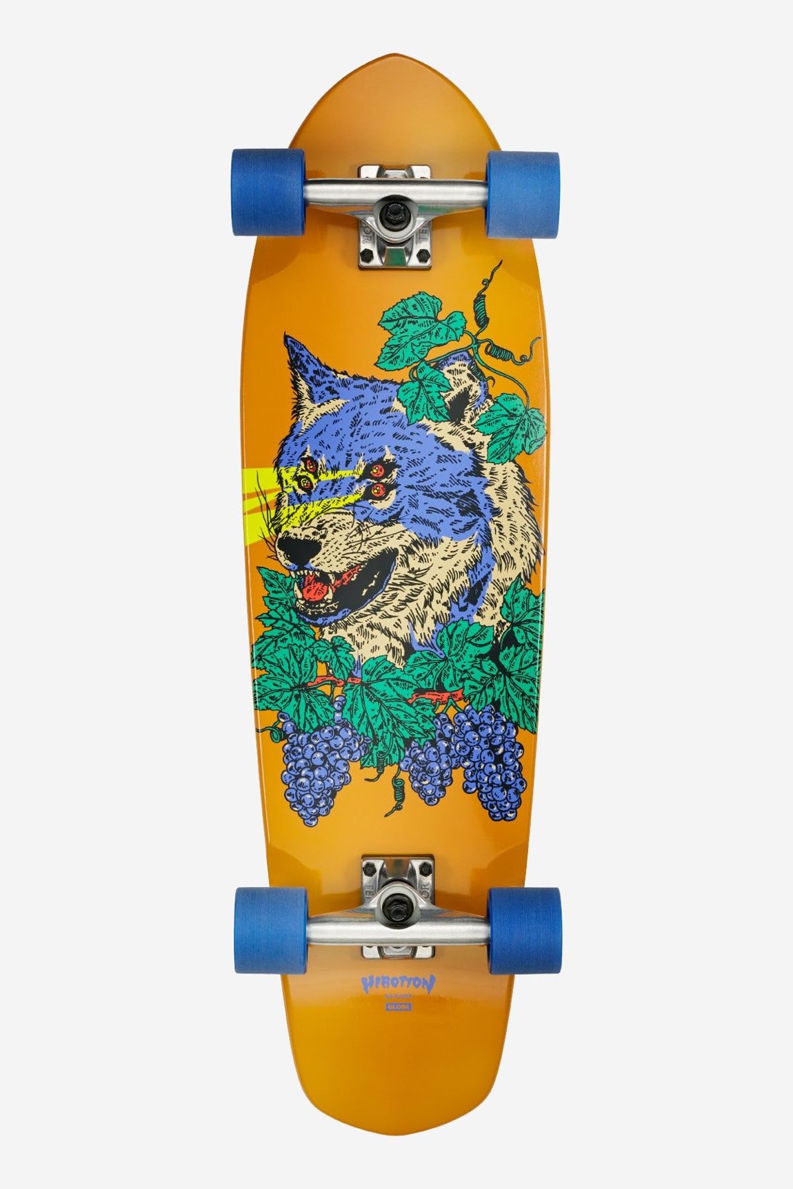 PRODUCT DETAILS GLOBE Lazer Wolf Big Blazer Hirotton クルーザー スケートボード コンプリート 32 x 9.125インチ【商品仕様】・ 種別：クルーザー コンプリート（完成品）・ デッキ幅：9.125インチ（約23.18cm）・ デッキ全長：32インチ（約81.28cm）・ ホイールベース：17.75インチ（約45.09cm）・ 素材：Resin-7 ハードロックメイプル・ トラック：6.0インチ Tensor alloy trucks・ ウィール：62mm 78a Conical Cruiser wheels・ グリップテープ：ダイカット仕様【特徴】・ アーティストHirotton氏のアートワークが施されたBig Blazerシリーズのモデルです。・ 安定感のあるサイズにキックテールを備えたメロウコンケーブ形状を採用しています。・ 柔軟性のある78aソフトウィールを装備しており、街乗りやクルージングに適しています。・ 7枚のメイプル材を高品質なエポキシ樹脂で接着したResin-7構造により、軽量さと耐久性を両立しています。【ご注意】・ 海外並行輸入品のため、付属の説明書がある場合は英語表記となります。 ■ 商品について 海外輸入品（説明書は英語表記の場合あり） ■ ご注意 ・掲載画像は実物に近い色味になるよう調整しておりますが、ご利用の環境により差異が生じる場合があります。・複数店舗で在庫を共有しているため、ご注文後に在庫切れとなる場合がございます。 ■ 納期について お届けの目安を必ずご確認ください。 海外正規ルート仕入れ品 海外ブランド ▼ 海外正規ブランド店 正規代理店 ▼ 当 店 ※本商品は並行輸入品です 製造元は正規品と同一のブランド・メーカーです。当店では海外正規ルートより仕入れた商品を取り扱っております。流通ルートが異なるのみで、商品自体に違いはございません。 ── 当店の商品について ── 正規品のみ取り扱い 海外正規店・正規代理店から商品を直接仕入れ、国内に輸入して販売しております。 日本未入荷・海外限定モデルも多数 日本未入荷・海外限定モデルも多数取り扱っております。サイズ・カラー違いや海外限定で販売された製品など、日本では手に入りにくいアイテムをお届けいたします。 お求めやすい価格の理由 海外市場での価格差や流通ルートの違いにより、国内販売価格よりお求めやすくなっております。品質はそのままに、よりお手頃な価格でお届けいたします。 安心保証 ご使用前に万が一、製品に不具合がございました場合は、交換または商品代金のご返金にて対応させていただきます。商品到着後5日以内にご連絡ください。 ご注意 海外からの輸入品となります。海外輸送のため、外箱に軽微なスレ等がある場合がございますが、商品本体には影響ございません。 ※在庫状況は仕入先の在庫情報をもとに出来る限り正確に表示しておりますが、取寄せ商品のため、タイミングによりご注文後に欠品・キャンセルとなる場合がございます。 お探しの商品がございましたら、お気軽にご相談ください。