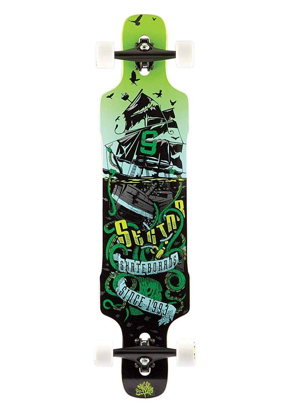 PRODUCT DETAILS Sector 9 Dropper Complete Longboard コンプリート ロングボード スケートボード Green 41インチ【商品仕様】・ 種別：ロングボード コンプリート（完成品）・ デッキ長：41.0インチ（約104.14cm）・ デッキ幅：9.625インチ（約24.45cm）・ 素材：8プライ メイプル・ 構成：Gullwing Chargerトラック、70mmウィール、ABEC 5ベアリング【特徴】・ 安定感のあるロングホイールベースを採用したドロップスルー形状のモデルです。・ デッキ位置が低い低重心設計により、安定した走行とスムーズなプッシュが可能です。・ フリーライドやクルージングなど、多様なライディングスタイルに対応します。・ 左右対称のツインチップ形状で、スイッチスタンスでの走行も行いやすい設計です。【ご注意】・ 海外並行輸入品のため、付属の説明書がある場合は英語表記となります。 ■ 商品について 海外輸入品（説明書は英語表記の場合あり） ■ ご注意 ・掲載画像は実物に近い色味になるよう調整しておりますが、ご利用の環境により差異が生じる場合があります。・複数店舗で在庫を共有しているため、ご注文後に在庫切れとなる場合がございます。 ■ 納期について お届けの目安を必ずご確認ください。 海外正規ルート仕入れ品 海外ブランド ▼ 海外正規ブランド店 正規代理店 ▼ 当 店 ※本商品は並行輸入品です 製造元は正規品と同一のブランド・メーカーです。当店では海外正規ルートより仕入れた商品を取り扱っております。流通ルートが異なるのみで、商品自体に違いはございません。 ── 当店の商品について ── 正規品のみ取り扱い 海外正規店・正規代理店から商品を直接仕入れ、国内に輸入して販売しております。 日本未入荷・海外限定モデルも多数 日本未入荷・海外限定モデルも多数取り扱っております。サイズ・カラー違いや海外限定で販売された製品など、日本では手に入りにくいアイテムをお届けいたします。 お求めやすい価格の理由 海外市場での価格差や流通ルートの違いにより、国内販売価格よりお求めやすくなっております。品質はそのままに、よりお手頃な価格でお届けいたします。 安心保証 ご使用前に万が一、製品に不具合がございました場合は、交換または商品代金のご返金にて対応させていただきます。商品到着後5日以内にご連絡ください。 ご注意 海外からの輸入品となります。海外輸送のため、外箱に軽微なスレ等がある場合がございますが、商品本体には影響ございません。 ※在庫状況は仕入先の在庫情報をもとに出来る限り正確に表示しておりますが、取寄せ商品のため、タイミングによりご注文後に欠品・キャンセルとなる場合がございます。 お探しの商品がございましたら、お気軽にご相談ください。