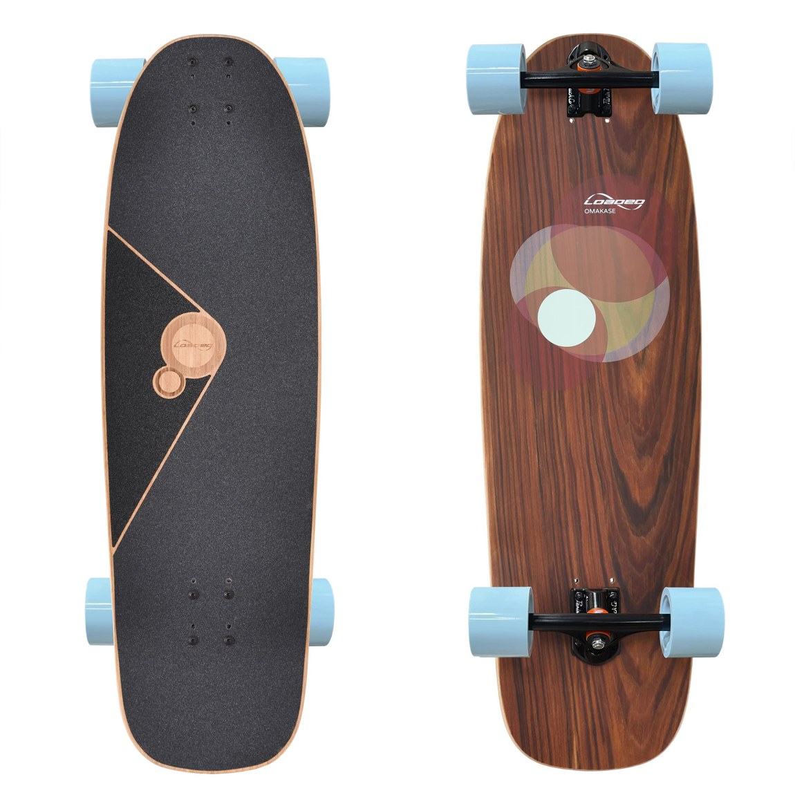PRODUCT DETAILS Loaded Boards Omakase Roe ロングボード スケートボード コンプリート 33.5" x 10"【商品仕様】・ 種別：ロングボード（完成品）・ デッキ長：33.5インチ（約85.1cm）・ デッキ幅：10インチ（約25.4cm）・ ホイールベース：20.75 - 22インチ（約52.7 - 55.9cm）・ 素材：バンブー、ファイバーグラス、エポキシ、ローズウッド（ボトム面）・ トラック：Paris 165mm 50° reverse-kingpin・ ブッシュ：Orangatang Nipples (soft/orange)・ ウィール：Orangatang 75mm 77a In Heat・ ベアリング：Loaded Jehu V2【特徴】・ コンパクトなデッキ長に対し幅広な形状を採用し、高い安定性と操作性を両立させています。・ 大型なキックテールにより、フリースタイルのトリックやサーフスタイルの動きを可能にします。・ ロッカープロファイルと緩やかなコンケーブ形状が、足元の安定感と操作の正確性をサポートします。・ 3層のバンブーをファイバーグラスとエポキシで挟み込むことで、軽量さと高い耐久性を実現しています。・ クルージングから通勤、フリーライド、フリースタイルまで幅広い用途に対応する設計です。【ご注意】・ 海外並行輸入品のため、付属の説明書がある場合は英語表記となります。 ■ 商品について 海外輸入品（説明書は英語表記の場合あり） ■ ご注意 ・掲載画像は実物に近い色味になるよう調整しておりますが、ご利用の環境により差異が生じる場合があります。・複数店舗で在庫を共有しているため、ご注文後に在庫切れとなる場合がございます。 ■ 納期について お届けの目安を必ずご確認ください。 海外正規ルート仕入れ品 海外ブランド ▼ 海外正規ブランド店 正規代理店 ▼ 当 店 ※本商品は並行輸入品です 製造元は正規品と同一のブランド・メーカーです。当店では海外正規ルートより仕入れた商品を取り扱っております。流通ルートが異なるのみで、商品自体に違いはございません。 ── 当店の商品について ── 正規品のみ取り扱い 海外正規店・正規代理店から商品を直接仕入れ、国内に輸入して販売しております。 日本未入荷・海外限定モデルも多数 日本未入荷・海外限定モデルも多数取り扱っております。サイズ・カラー違いや海外限定で販売された製品など、日本では手に入りにくいアイテムをお届けいたします。 お求めやすい価格の理由 海外市場での価格差や流通ルートの違いにより、国内販売価格よりお求めやすくなっております。品質はそのままに、よりお手頃な価格でお届けいたします。 安心保証 ご使用前に万が一、製品に不具合がございました場合は、交換または商品代金のご返金にて対応させていただきます。商品到着後5日以内にご連絡ください。 ご注意 海外からの輸入品となります。海外輸送のため、外箱に軽微なスレ等がある場合がございますが、商品本体には影響ございません。 ※在庫状況は仕入先の在庫情報をもとに出来る限り正確に表示しておりますが、取寄せ商品のため、タイミングによりご注文後に欠品・キャンセルとなる場合がございます。 お探しの商品がございましたら、お気軽にご相談ください。