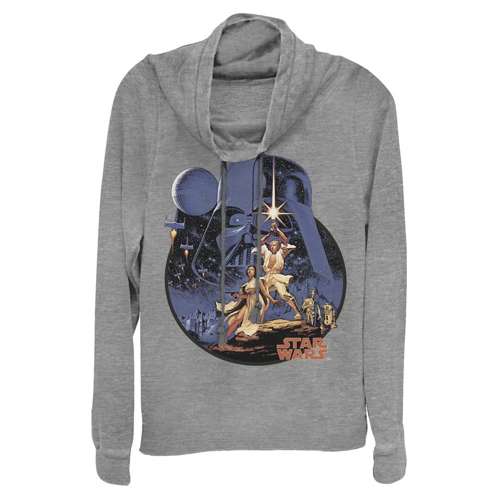 スターウォーズ Star Wars ステラ ヴィンテージ デザイン レディース カウルネック ロングTシャツ 長袖【商品情報】・ ブランド: スターウォーズ公式ライセンス・ デザイン: ステラ ヴィンテージ グラフィック・ アイテム種別: ロングTシャツ / カウルネック ニットトップス・ カラー: ヘザーグレー【特徴】・ スターウォーズのロゴをあしらったヴィンテージ調のグラフィックが特徴のデザインです。・ 首元にボリュームを持たせたカウルネック仕様で、上品でモダンなシルエットを演出します。・ 柔らかく伸縮性のあるニット素材を使用しており、快適な着心地を提供します。・ 落ち着いたヘザーグレーの配色は、カジュアルな日常使いから旅行まで幅広く活躍します。・ 米国にてプリントされた公式ライセンス取得済みのコレクションアイテムです。■ サイズ表（着用者の身体サイズ目安・1インチ=約2.54cm換算）※海外(米国)規格です。ゆとりを含むため普段のサイズより1つ下を選ぶ方もいます。【ユニセックス】サイズ胸囲ウエストS89〜94cm74〜79cmM97〜102cm81〜86cmL107〜112cm91〜97cmXL117〜122cm102〜107cmXXL(2XL)127〜132cm112〜117cm3XL137〜142cm122〜127cm※モニター環境により色味が実物と異なる場合があります。海外倉庫からの入荷のためお届けまでお時間をいただきます。※サイズについて海外規格のため、ご注文前に上記サイズ表を必ずご確認ください。サイズ選び間違いによる交換・返品はお受けできません。