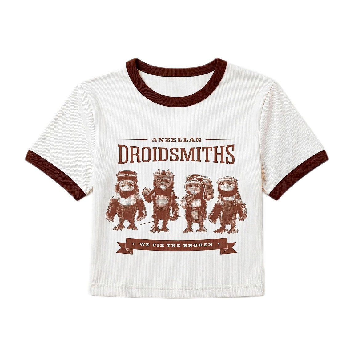 スターウォーズ マンダロリアン The Mandalorian アンゼラン・ドロイドスミス Anzellan Droidsmiths We Fix The Broken グラフィック リンガーTシャツ 半袖 ユニセックス