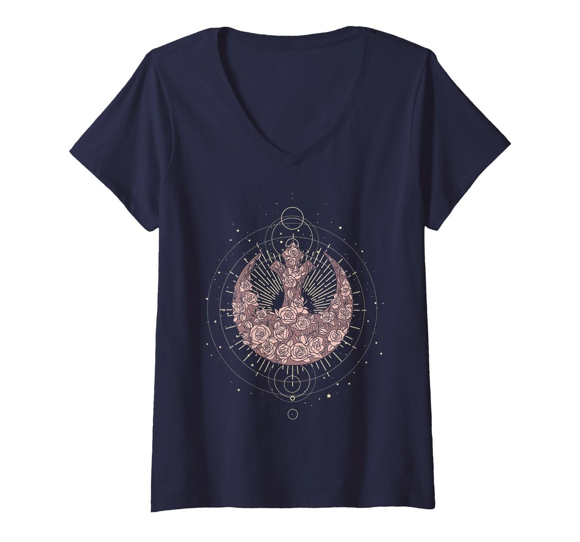 スターウォーズ 反乱同盟軍 セレスティアル・ローズ Rebel Celestial Rose デザイン Vネック Tシャツ 半袖 レディース
