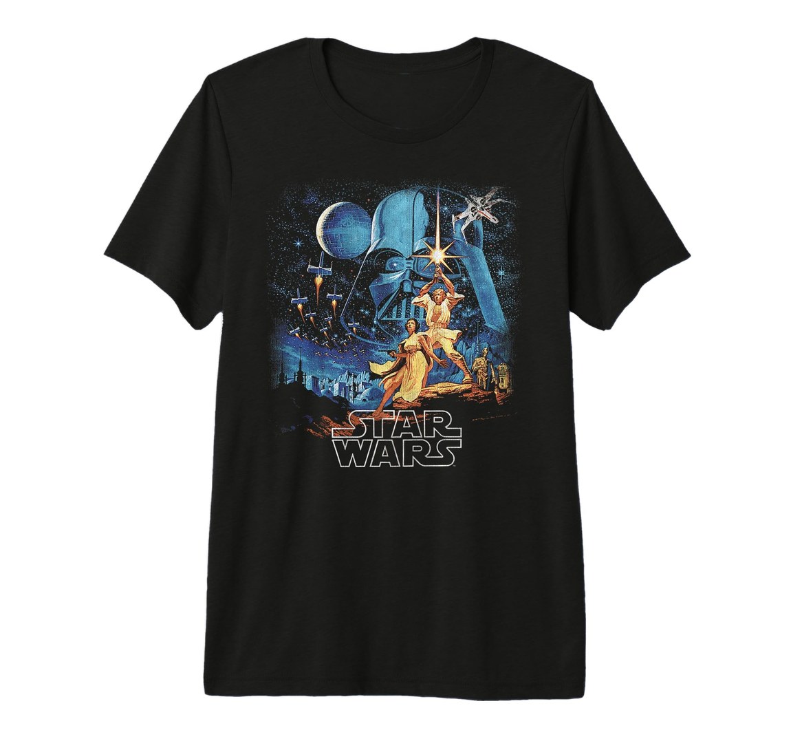 スターウォーズ エピソード4/新たなる希望 Star Wars: A New Hope ヴィンテージ レトロポスター フェード加工 Tシャツ 半袖 メンズ