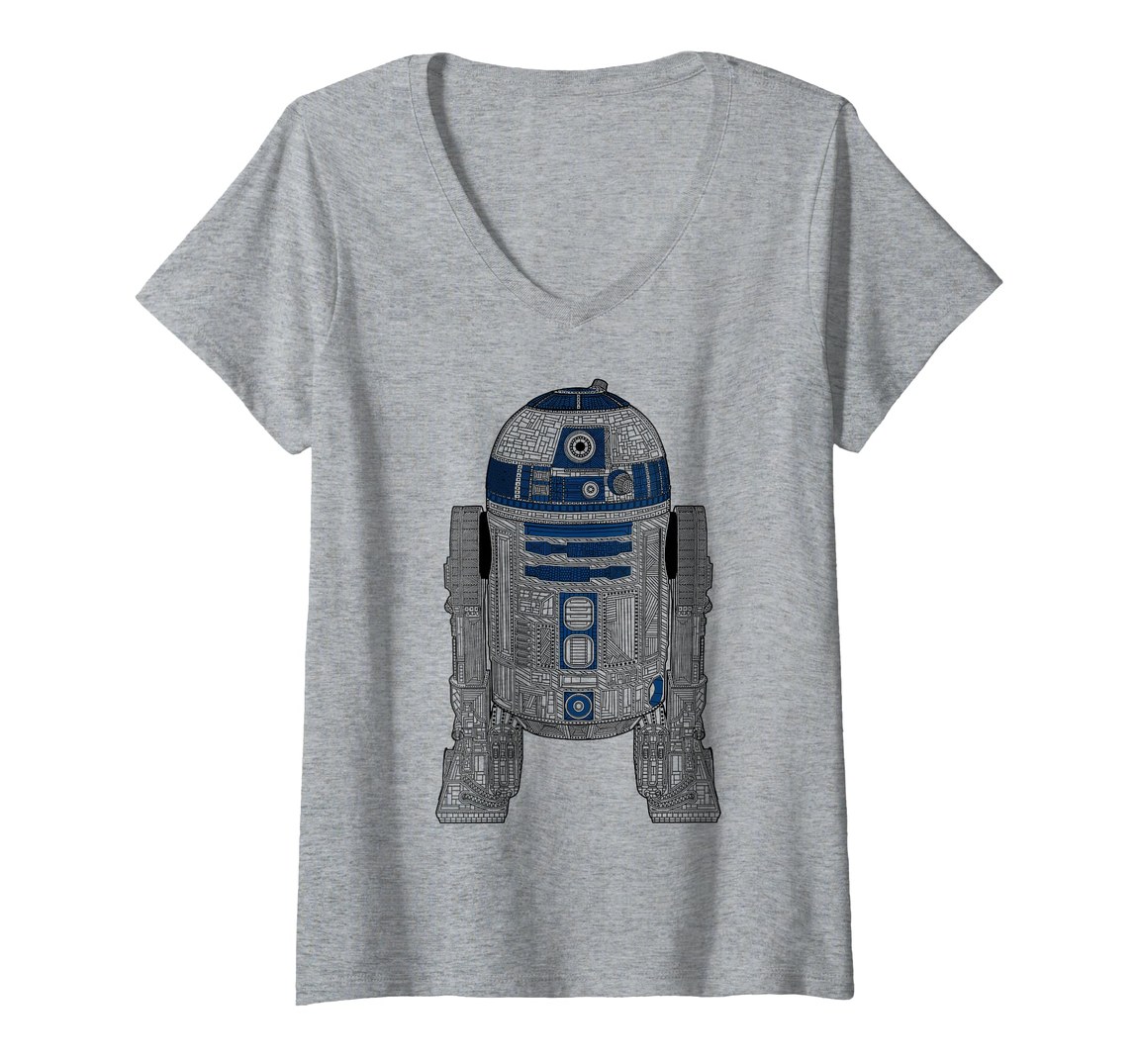 スターウォーズ R2-D2 ゼン・ライン Star Wars R2-D2 Zen Lines グラフィック Vネック Tシャツ 半袖 レディース