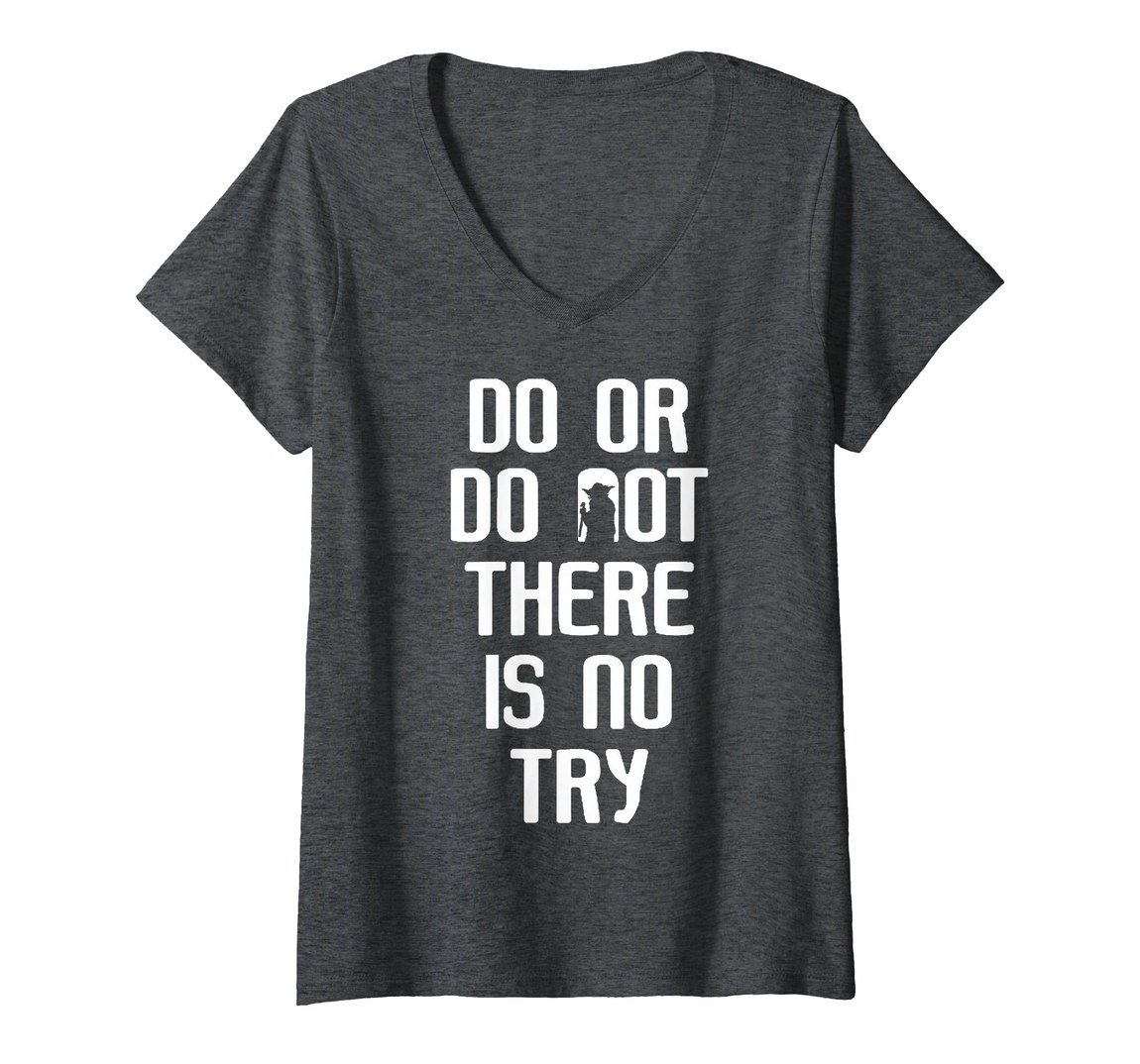 スターウォーズ ヨーダ Yoda Do Or Do Not There Is No Try 名言 Vネック Tシャツ 半袖 レディース