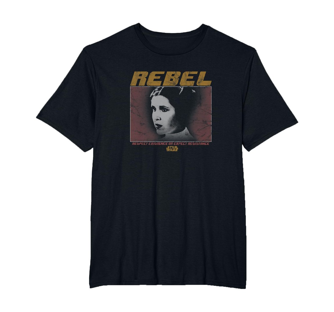 スターウォーズ プリンセス・レイア Princess Leia Rebel Respect Existence フロント&バックプリント Tシャツ 半袖 メンズ