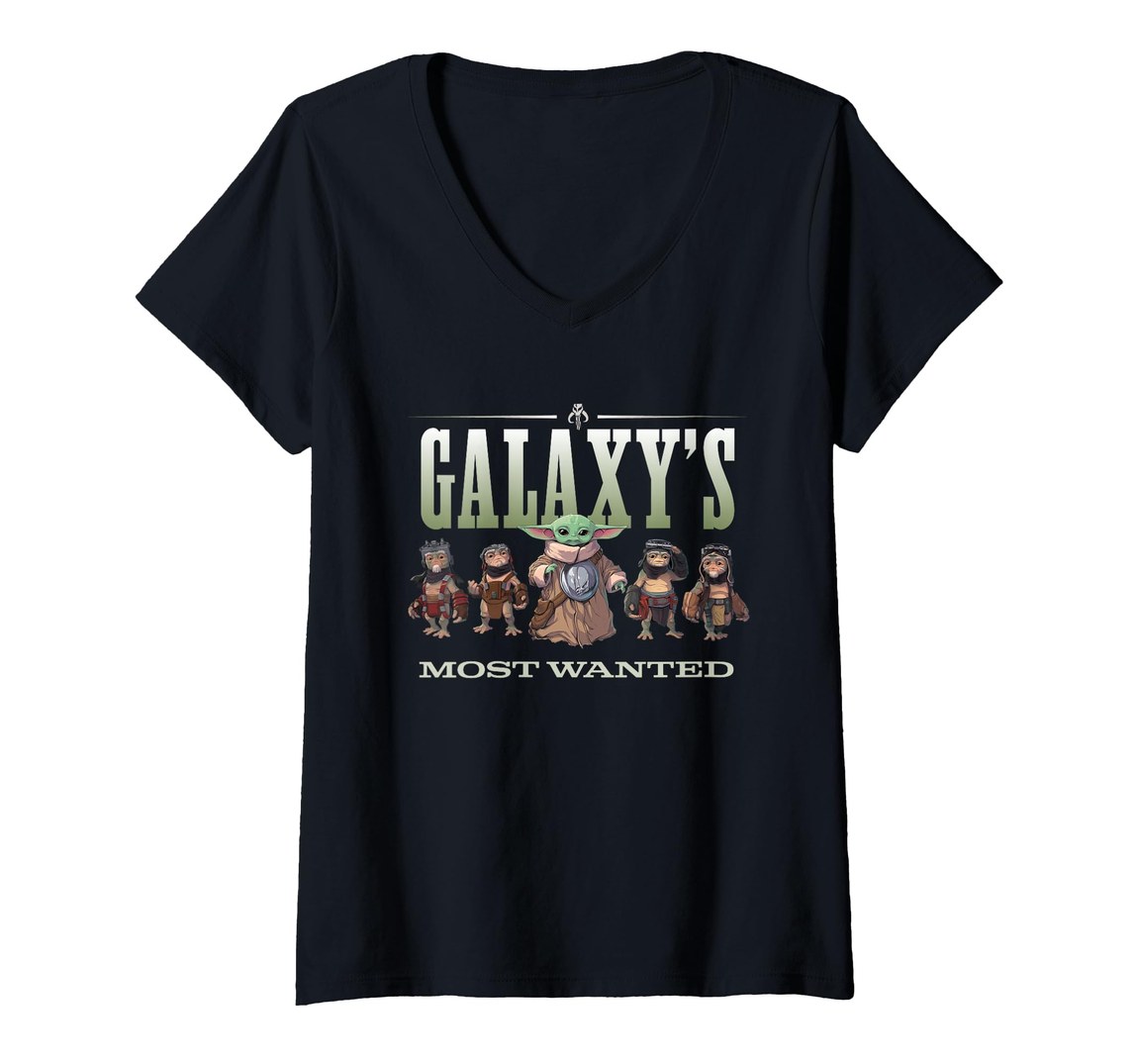 スターウォーズ マンダロリアン The Mandalorian グローグー Grogu アンゼラン Anzellans Wanted デザイン Vネック Tシャツ 半袖 レディース