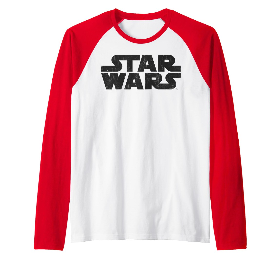 スターウォーズ Star Wars ビンテージ加工 ムービーロゴ ラグランベースボールTシャツ Tシャツ 半袖