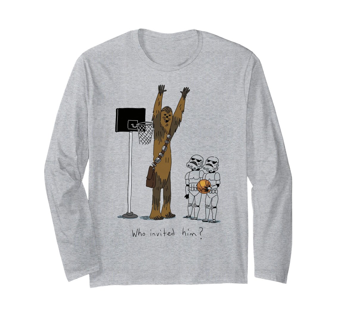 スターウォーズ チューバッカ Chewbacca バスケットボール Who Invited Him デザイン ロングTシャツ 長袖 ユニセックス