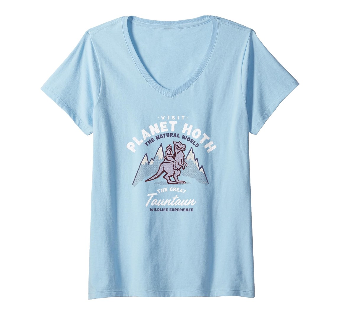 スター・ウォーズ 惑星ホス Planet Hoth トーントーン Tauntaun トラベルバケーションデザイン Vネック Tシャツ 半袖 レディース