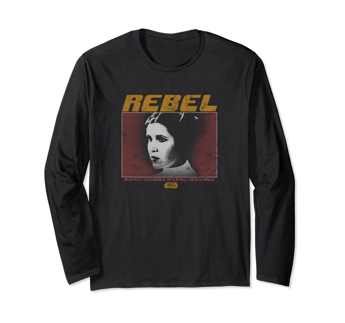 スターウォーズ プリンセス・レイア Princess Leia 反乱軍 Rebel Respect Existence 前後プリント ロングTシャツ 長袖 ユニセックス