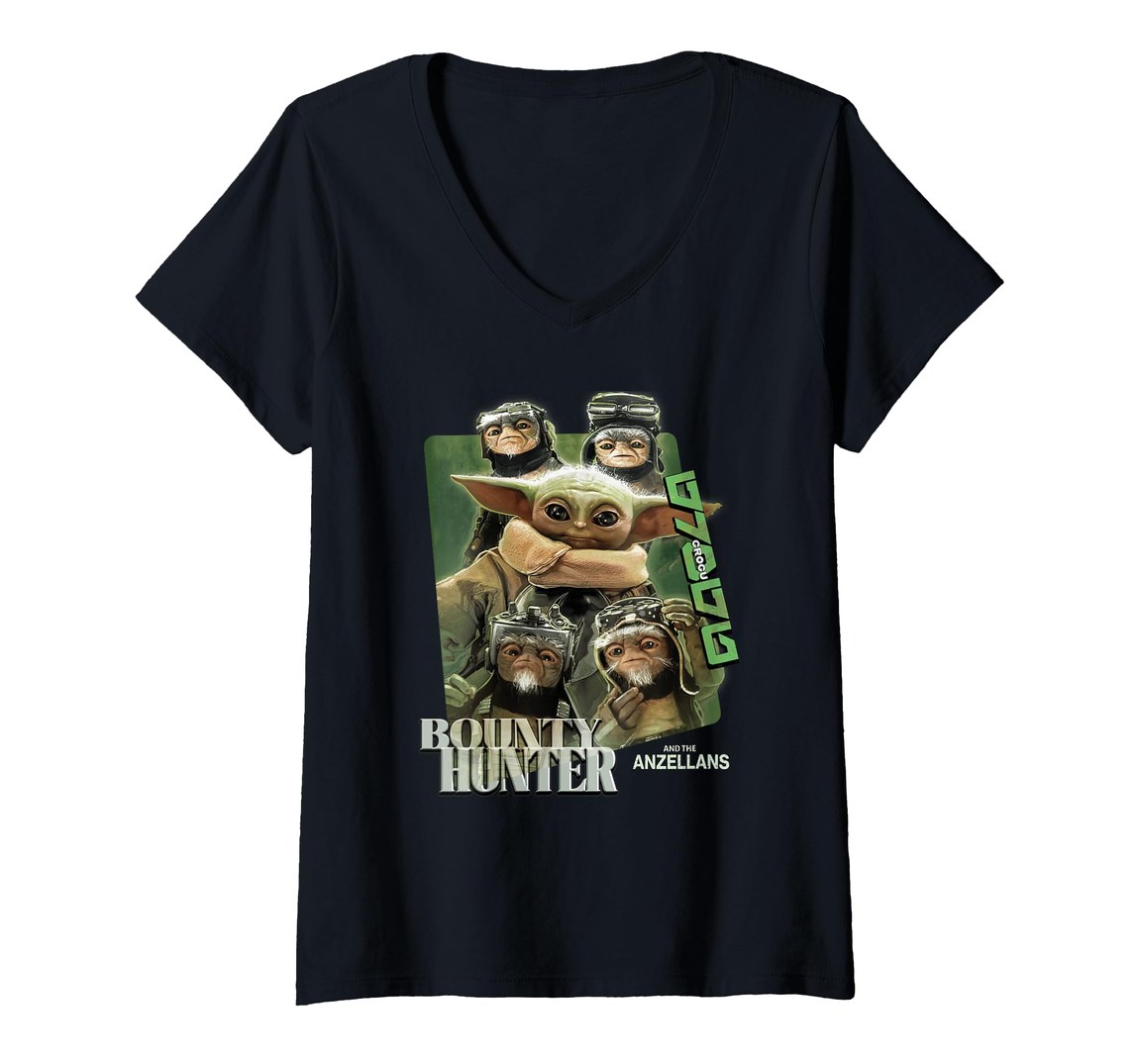 スターウォーズ マンダロリアン The Mandalorian グローグー Grogu アンゼラン・クルー Anzellan Crew Vネック Tシャツ 半袖 レディース