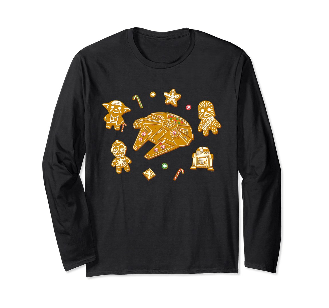 スターウォーズ Star Wars ホリデー クリスマス ジンジャーブレッド クッキー ヒーロー デザイン ロングTシャツ 長袖 ユニセックス
