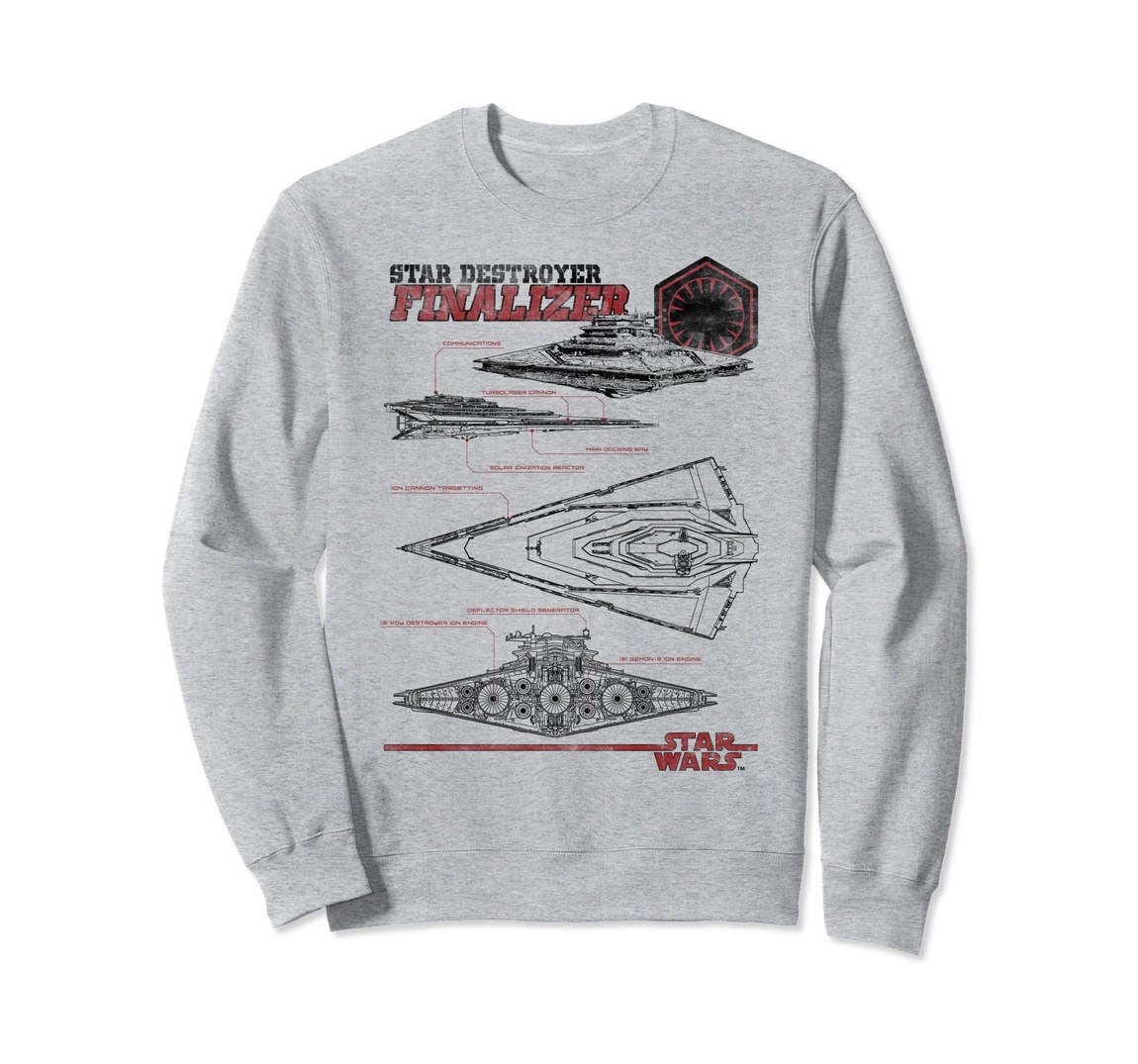 スターウォーズ Star Wars スター・デストロイヤー ファイナライザー Star Destroyer Finalizer 設計図 スウェット トレーナー 長袖 ユニセックス