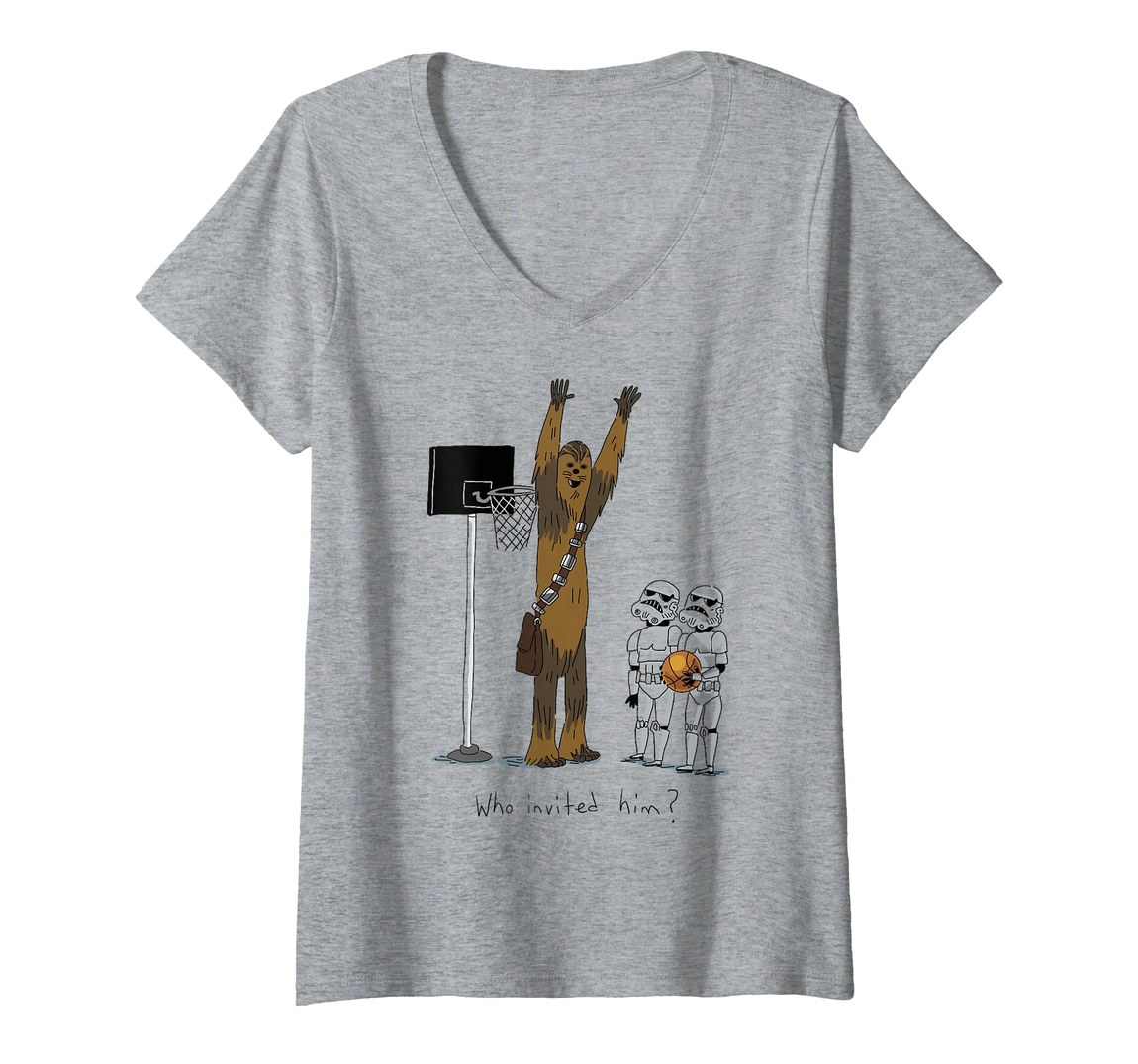 スターウォーズ チューバッカ Chewbacca バスケットボール Who Invited Him Vネック Tシャツ 半袖 レディース