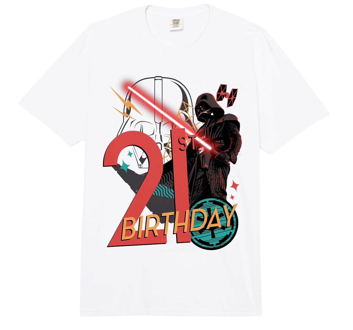 スターウォーズ ダース・ベイダー Darth Vader 21歳の誕生日 アブストラクト背景 公式ライセンス Tシャツ 半袖 ユニセックス