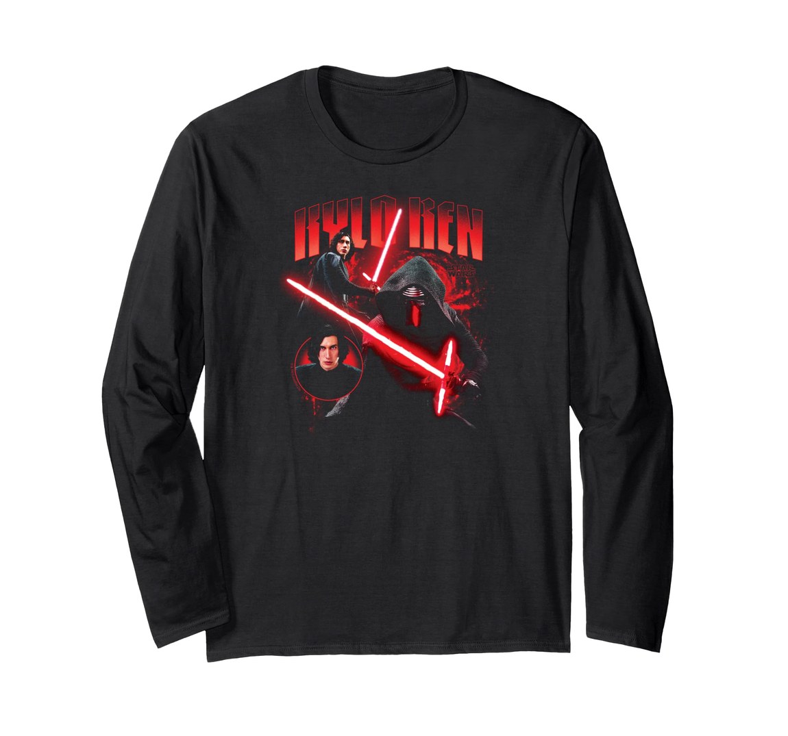 スター・ウォーズ カイロ・レン Kylo Ren レトロコラージュデザイン ロングTシャツ 長袖 ユニセックス