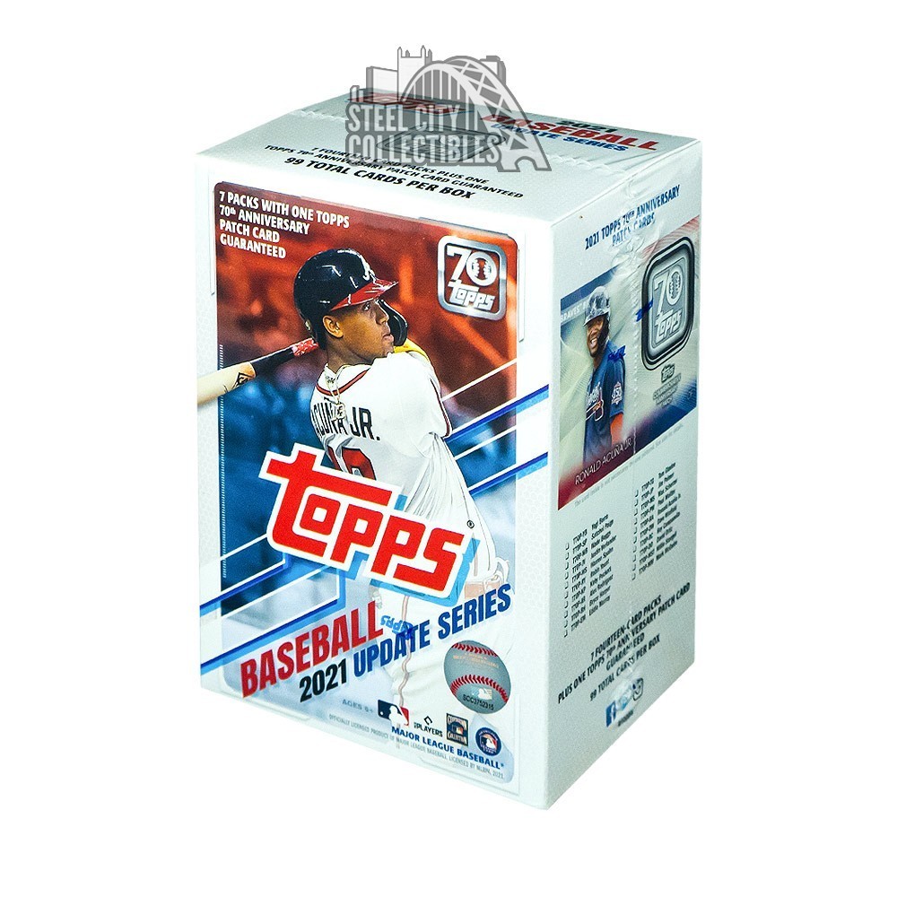 PRODUCT DETAILS MLB 2021 Topps Update Baseball Blaster Box【商品仕様】箱数：1箱パック数：7パック1パック枚数：14枚総枚数：98枚【ボックス封入内容（メーカー公表の平均）】・限定マニュファクチャードアイテムカード：1枚【ランダム封入（パラレル・インサート・サイン等）】・ベースカードパラレル：ゴールド(2020枚限定)、ヴィンテージストック(99枚限定)、独立記念日(76枚限定)、70周年記念(1枚限定)等・フォイルボードパラレル：グリーン(499枚限定)、オレンジ(299枚限定)、レッド(199枚限定)・インサート：70 Years of Topps Baseball、1986 Topps Baseball、Topps Black Gold、Topps Platinum Players等・直筆サインカード：Baseball Stars Autographs、1986 Topps Baseball Autographs(199枚・50枚限定等)・ショートプリント(SP)やスーパーショートプリント(SSP)などのバリエーションカード・現役スター選手、移籍したスター選手、新たにデビューしたルーキー選手、レジェンド選手を収録【ご注意】・海外版（北米流通）の未開封ボックスです。カード・パッケージのテキストは英語表記です。・封入はランダムで、特定カードの封入を保証するものではありません。 ■ 商品について 海外輸入品（説明書は英語表記の場合あり） ■ ご注意 ・掲載画像は実物に近い色味になるよう調整しておりますが、ご利用の環境により差異が生じる場合があります。・複数店舗で在庫を共有しているため、ご注文後に在庫切れとなる場合がございます。 ■ 納期について お届けの目安を必ずご確認ください。 海外正規ルート仕入れ品 海外ブランド ▼ 海外正規ブランド店 正規代理店 ▼ 当 店 ※本商品は並行輸入品です 製造元は正規品と同一のブランド・メーカーです。当店では海外正規ルートより仕入れた商品を取り扱っております。流通ルートが異なるのみで、商品自体に違いはございません。 ── 当店の商品について ── 正規品のみ取り扱い 海外正規店・正規代理店から商品を直接仕入れ、国内に輸入して販売しております。 日本未入荷・海外限定モデルも多数 日本未入荷・海外限定モデルも多数取り扱っております。サイズ・カラー違いや海外限定で販売された製品など、日本では手に入りにくいアイテムをお届けいたします。 お求めやすい価格の理由 海外市場での価格差や流通ルートの違いにより、国内販売価格よりお求めやすくなっております。品質はそのままに、よりお手頃な価格でお届けいたします。 安心保証 ご使用前に万が一、製品に不具合がございました場合は、交換または商品代金のご返金にて対応させていただきます。商品到着後5日以内にご連絡ください。 ご注意 海外からの輸入品となります。海外輸送のため、外箱に軽微なスレ等がある場合がございますが、商品本体には影響ございません。 ※在庫状況は仕入先の在庫情報をもとに出来る限り正確に表示しておりますが、取寄せ商品のため、タイミングによりご注文後に欠品・キャンセルとなる場合がございます。 お探しの商品がございましたら、お気軽にご相談ください。