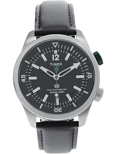 Timex�^�C���b�N�X �����Y �E�H�[�^�[�x���[ � �C�o�[ 41mm �r���v �u���b�N������ �X�e�����X�X�`�[���P�[�X �u���b�N���U�[�X�g���b�v