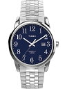 Timexタイメックス メンズ イージーリーダー クラシック 38mm 腕時計 シルバー エクスパンションバンド ブルー文字盤 シルバーケース