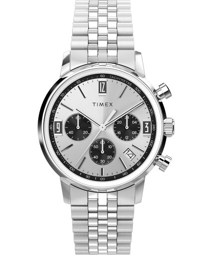 Timexタイメックス メンズ マーリン 40mm ウォッチ ステンレススチール ブレスレット シルバートーン ダイアル ステンレススチール ケース Timexタイメックス メンズ マーリン 40mm ウォッチ ステンレススチール ブレスレット シルバートーン ダイアル ステンレススチール ケース