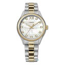 Timexタイメックス レディース レガシー 34mm ウォッチ ツートーン ブレスレット マザーオブパール ダイヤル ツートーン ケース