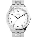 Timexタイメックス メンズ モダン イージーリーダー 40mm ウォッチ シルバートーン ケース ホワイト ダイアル エキスパンション バンド
