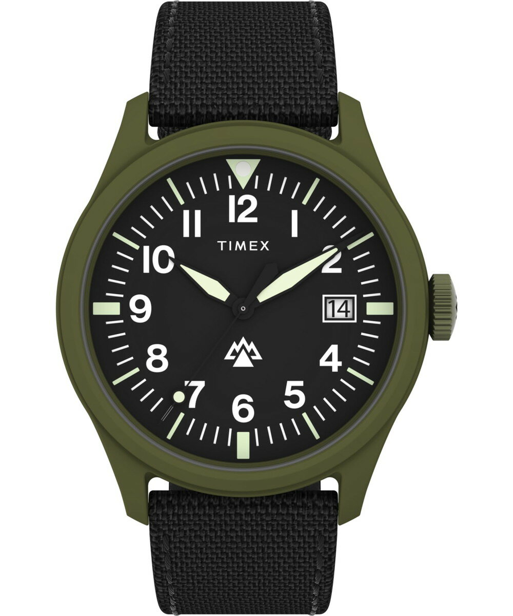 Timexタイメックス メンズ エクスペディション ノース トラップロック 43mm ウォッチ ブラック ストラップ ブラック ダイアル グリーン ケース