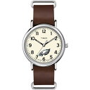 Timexタイメックス トリビュート メンズ NFL ウィークエンダー 40mm ウォッチ フィラデルフィア イーグルス ブラウン 本革 スリップスルー ストラップ