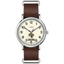 Timexタイメックス トリビュート メンズ NFL ウィークエンダー 40mm ウォッチ ジャクソンビル ジャガーズ ブラウン 本革 スリップスルー ストラップ
