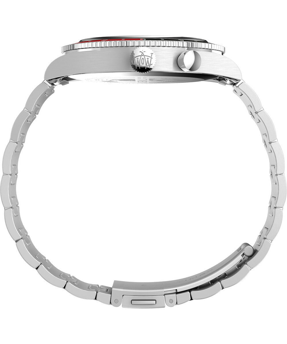 Timexタイメックス メンズ ウォーターベリー トラディショナル 39mm ウォッチ ステンレススチール ブレスレット ブラックダイヤル ステンレススチール ケース