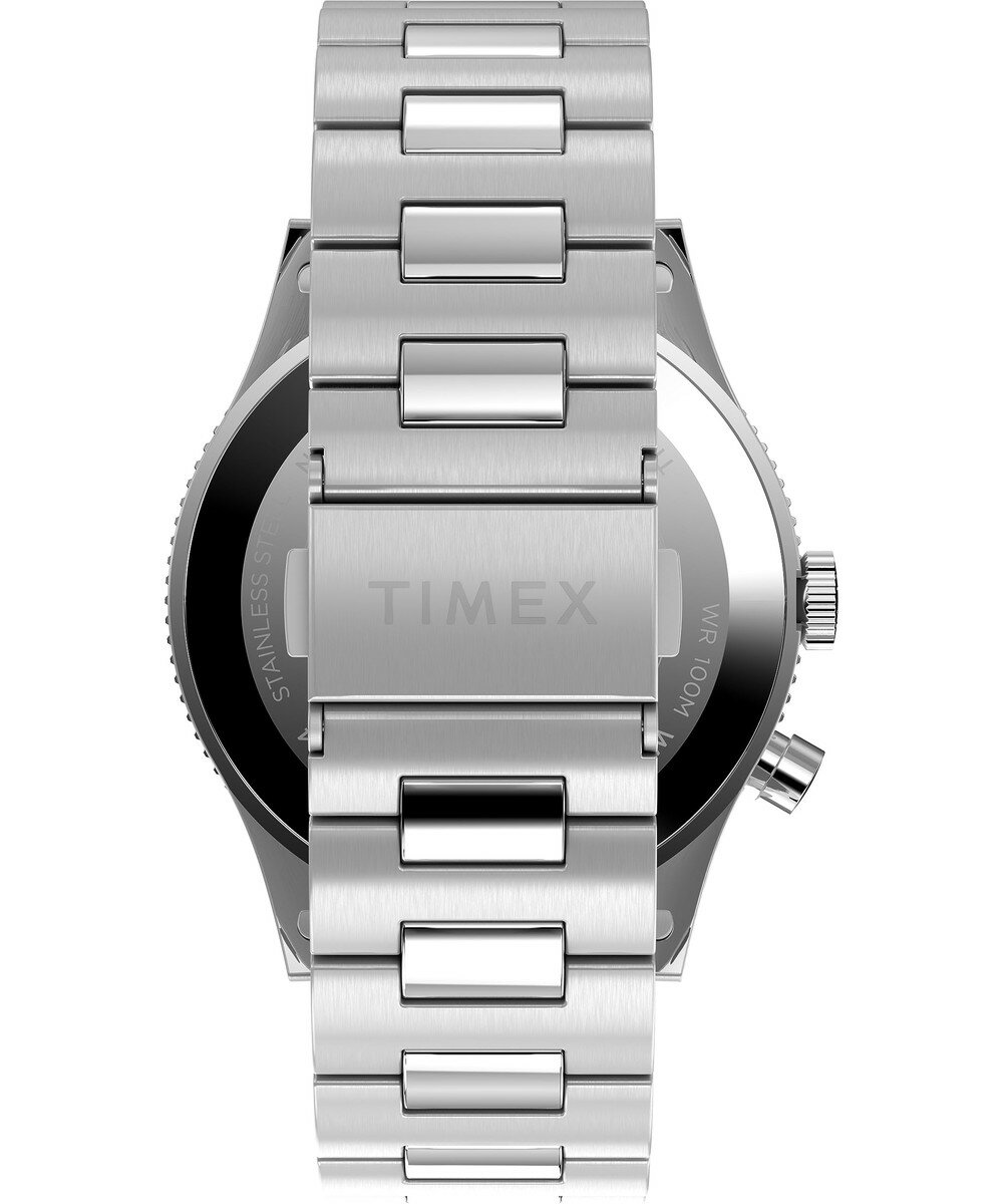Timexタイメックス メンズ ウォーターベリー トラディショナル 39mm ウォッチ ステンレススチール ブレスレット ブラックダイヤル ステンレススチール ケース
