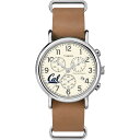 Timexタイメックス トリビュート メンズ カレッジエイト ウィークエンダー クロノ 40mm クォーツ レザーストラップ ブラウン 20 カジュアルウォッチ カリフォルニア ゴールデンベアーズ