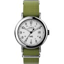 Timexタイメックス ユニセックス ウィークエンダー 37mm ウォッチ グリーン ストラップ ホワイト ダイアル シルバートーン ケース